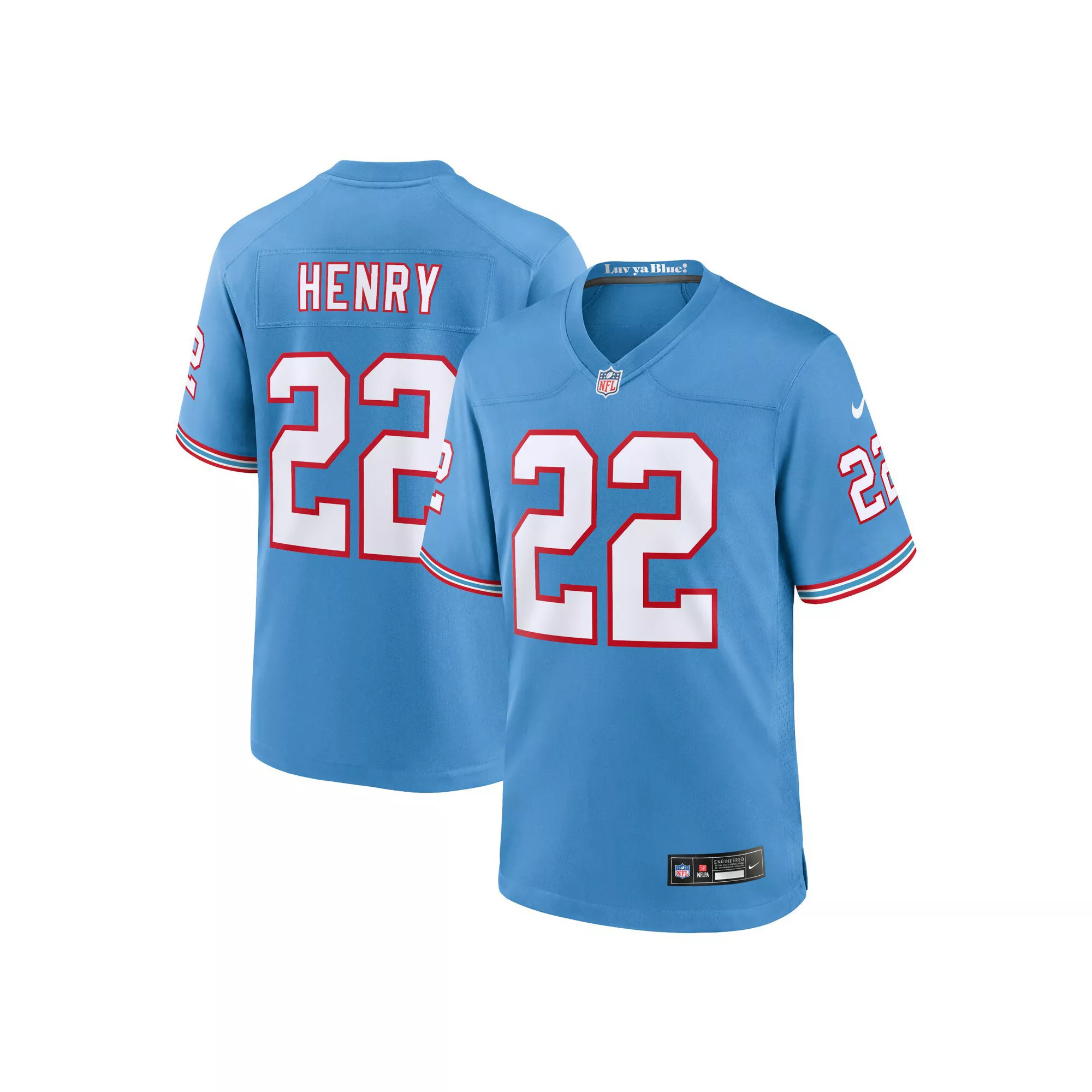 Men's Nike Derrick Henry Light Blue Tennessee Titans Oilers Throwback Alternate Game Player Jersey