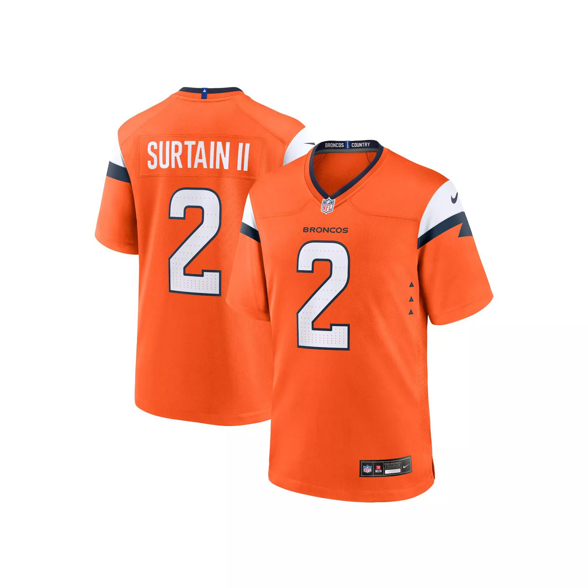 Men's Nike Patrick Surtain II Orange Denver Broncos Game Jersey