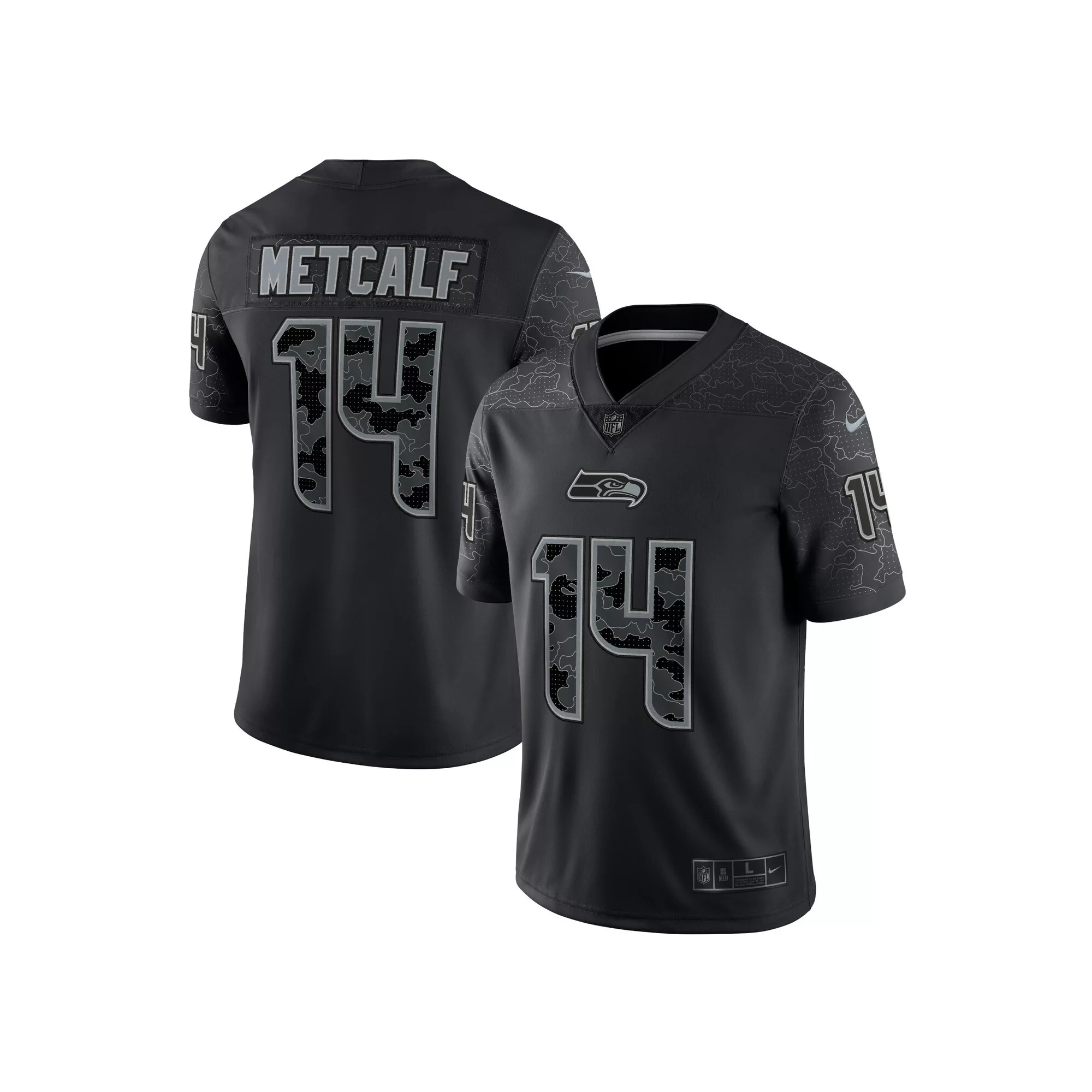 Men's Nike DK Metcalf Black Seattle Seahawks RFLCTV Limited Jersey