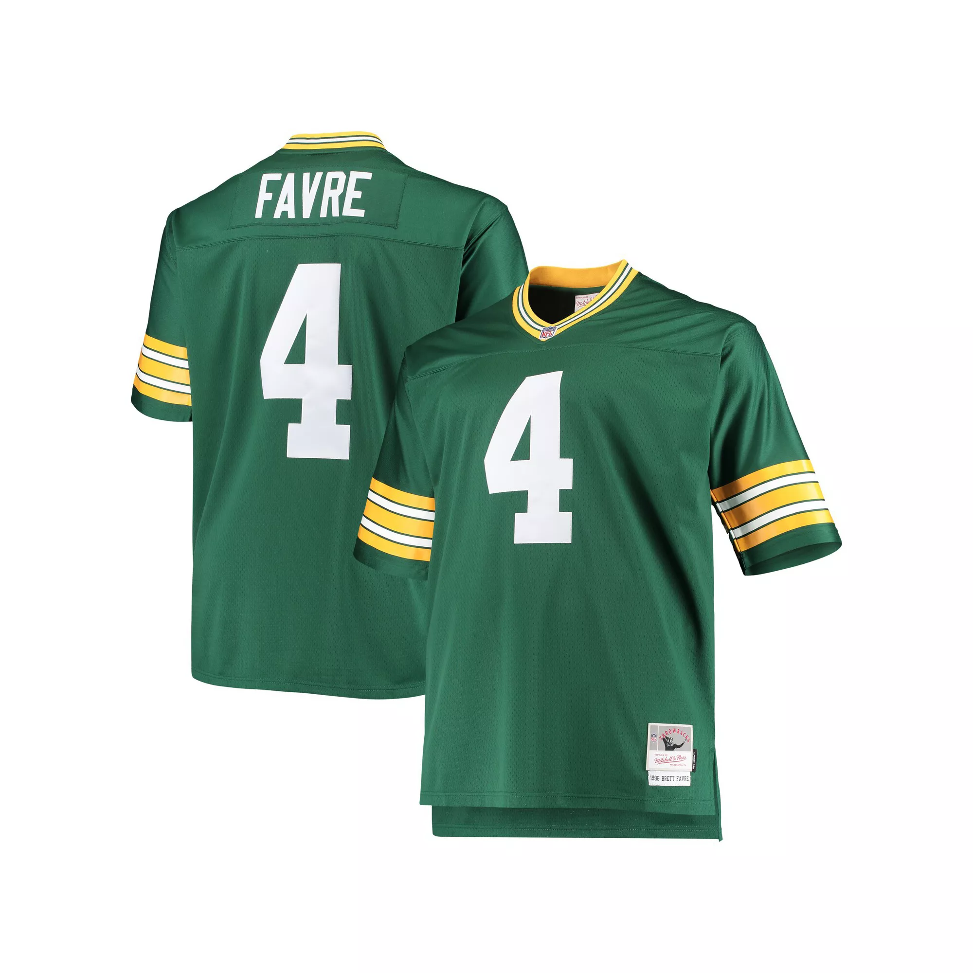 Men's Mitchell & Ness Brett Favre Green Green Bay Packers Big & Tall 1996 Retired Player Replica Jersey