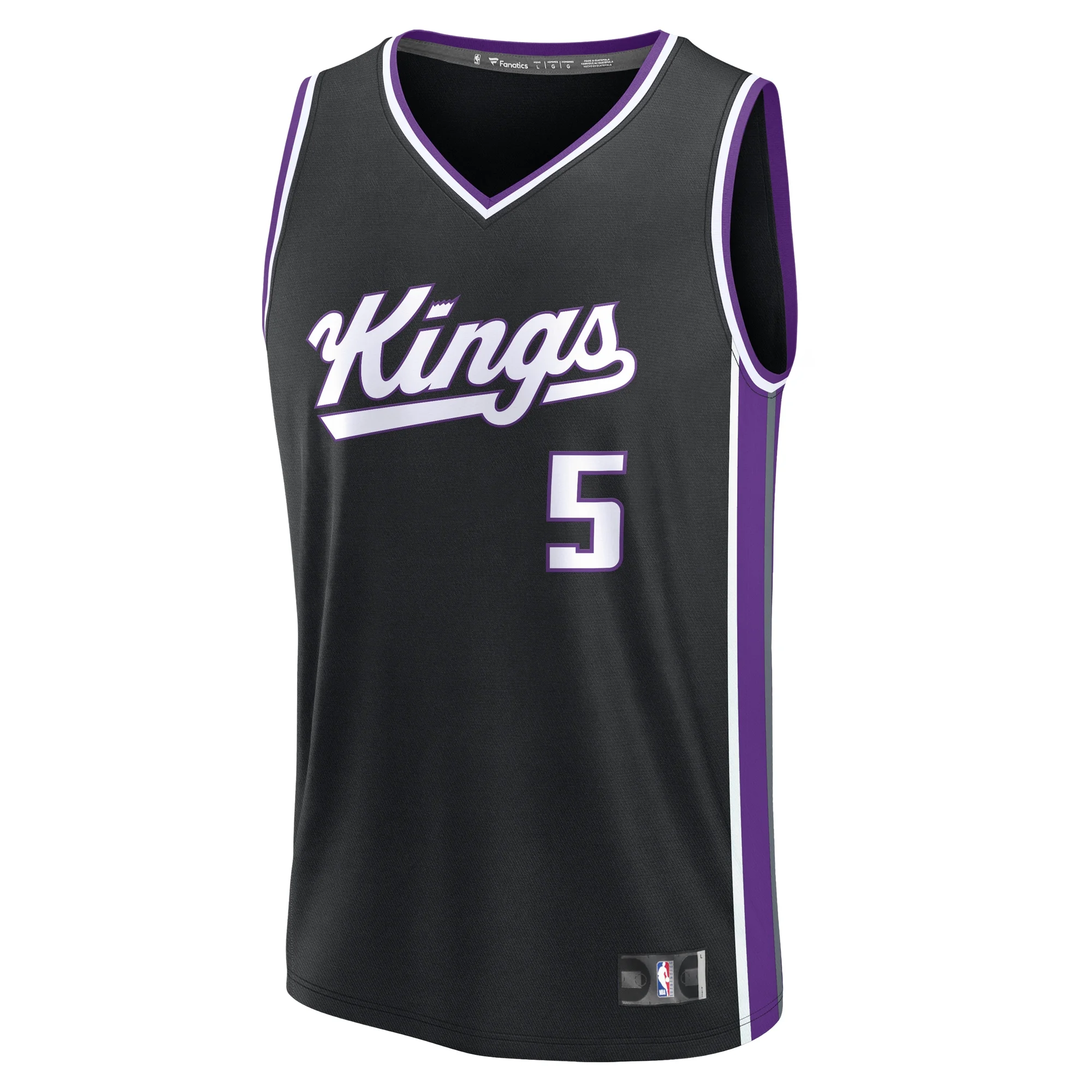 Youth Fanatics De'Aaron Fox Black Sacramento Kings Fast Break Replica Player Jersey - Icon Edition