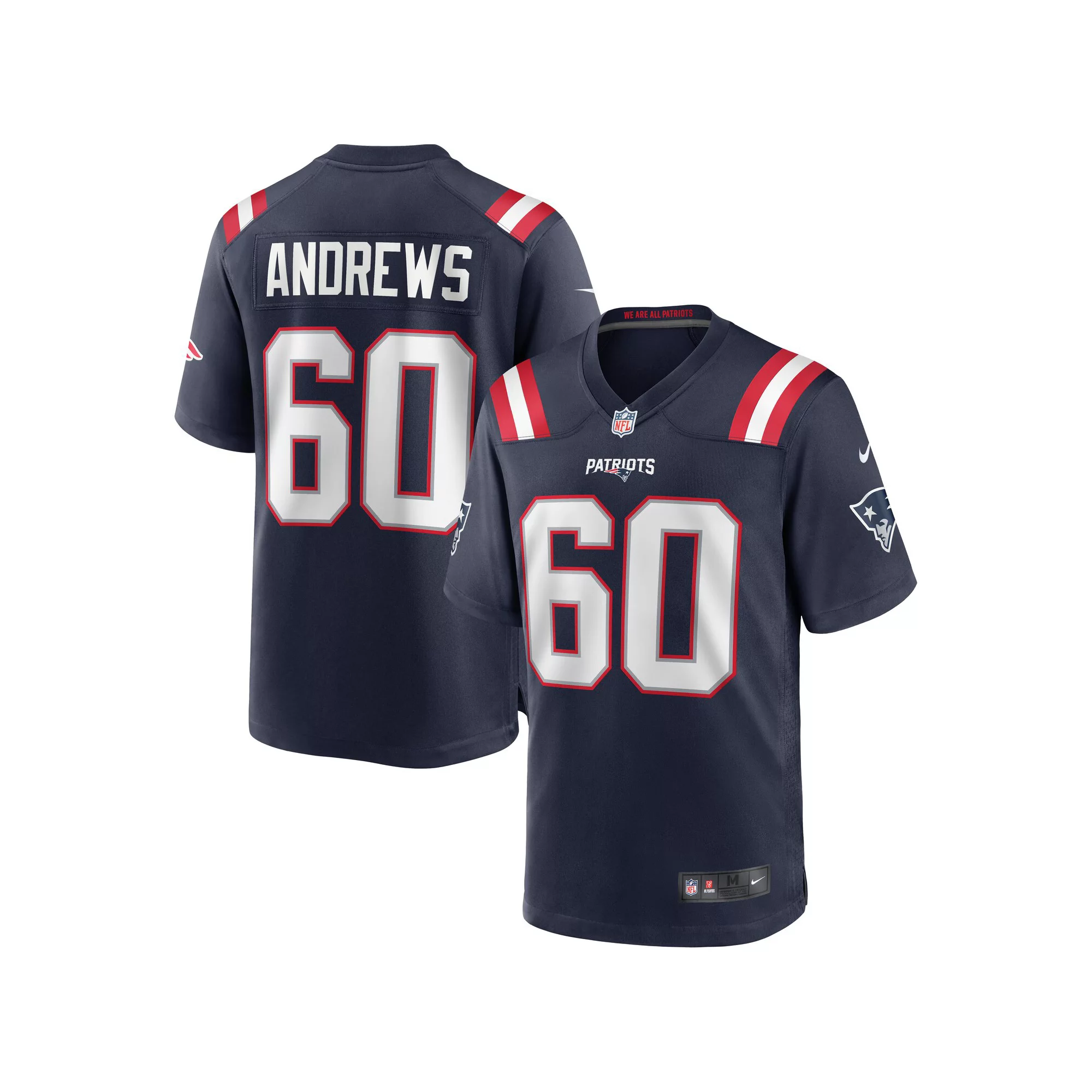 Men's Nike David Andrews Navy New England Patriots Game Jersey