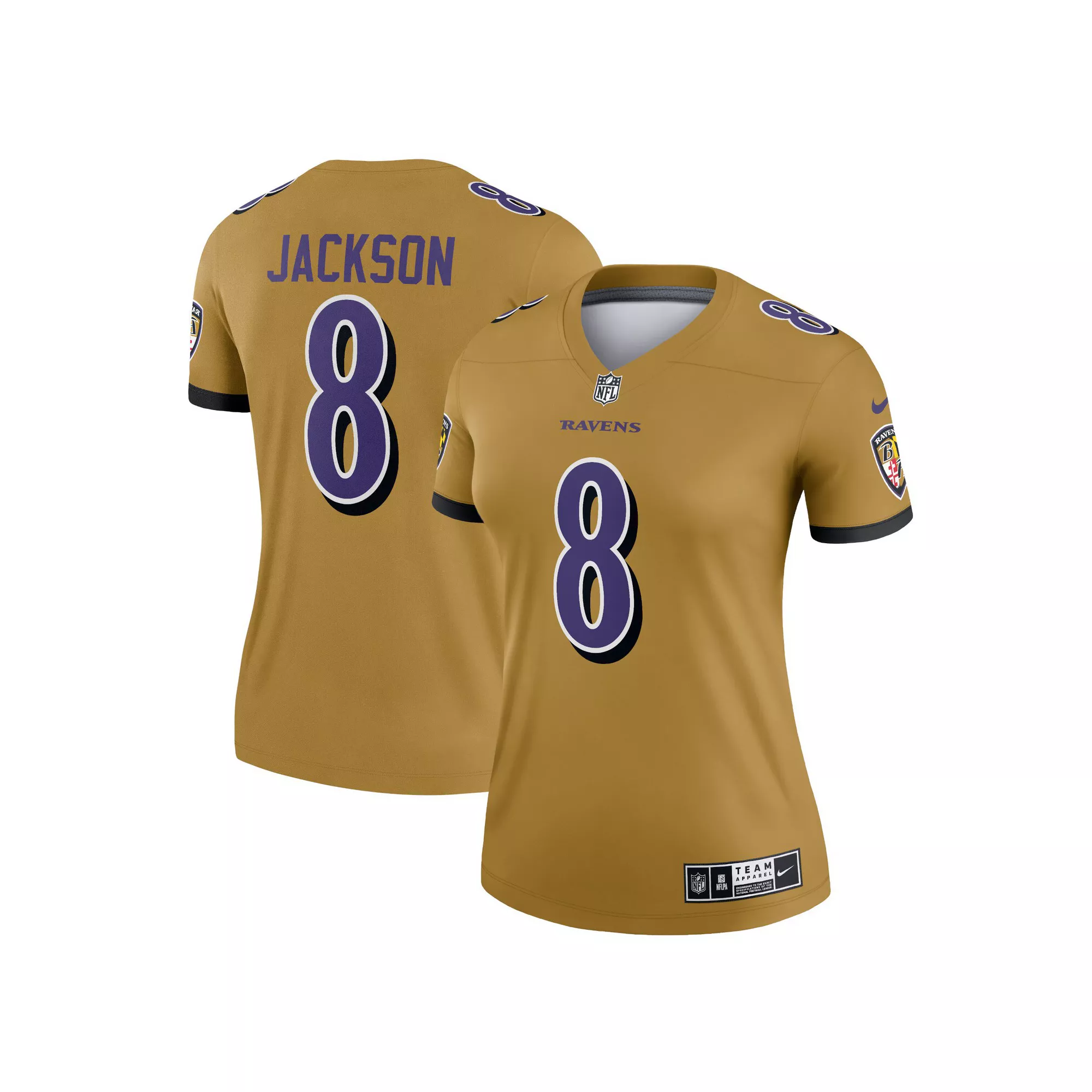 Women's Nike Lamar Jackson Gold Baltimore Ravens Inverted Legend Jersey