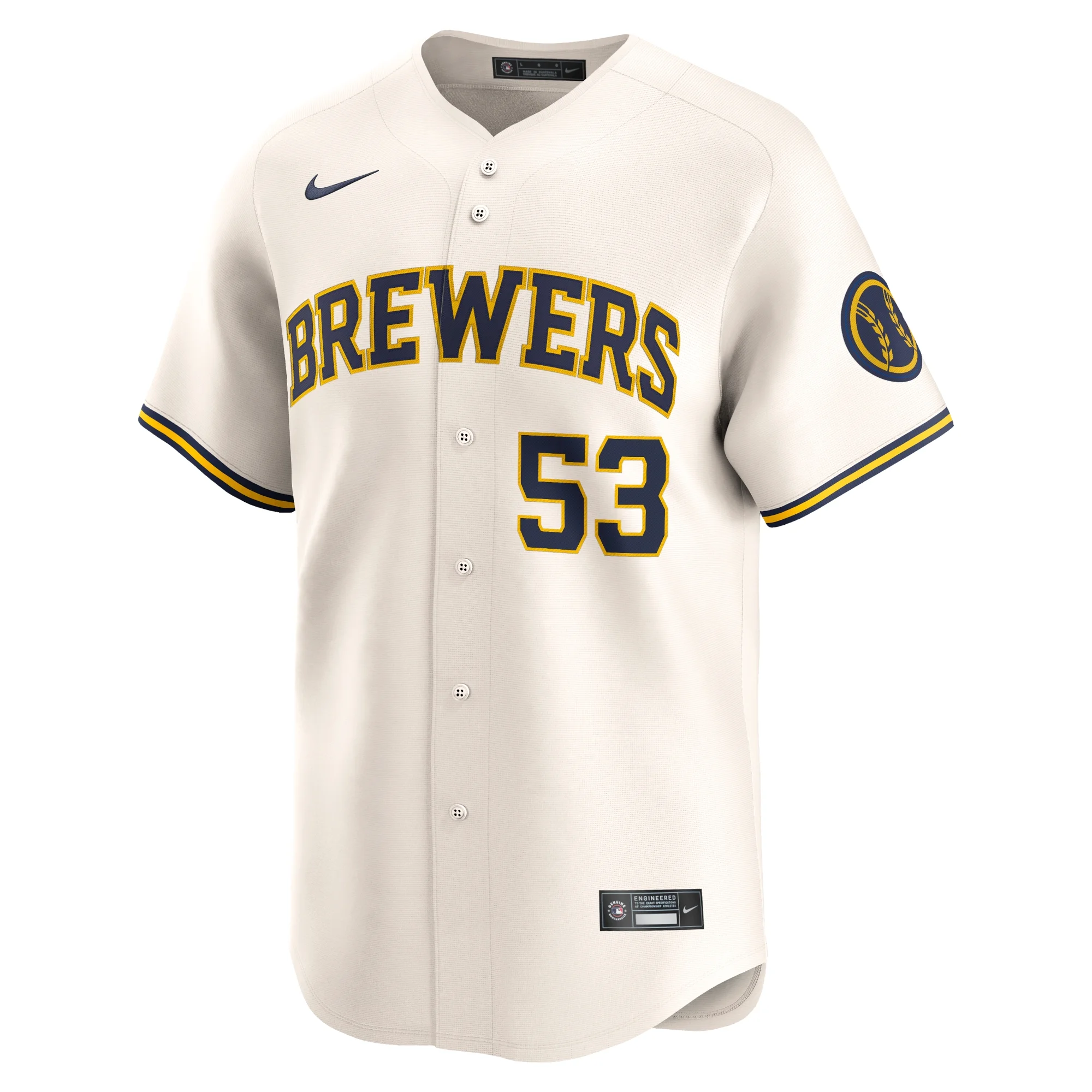 Men's Nike Brandon Woodruff Cream Milwaukee Brewers Home Limited Player Jersey