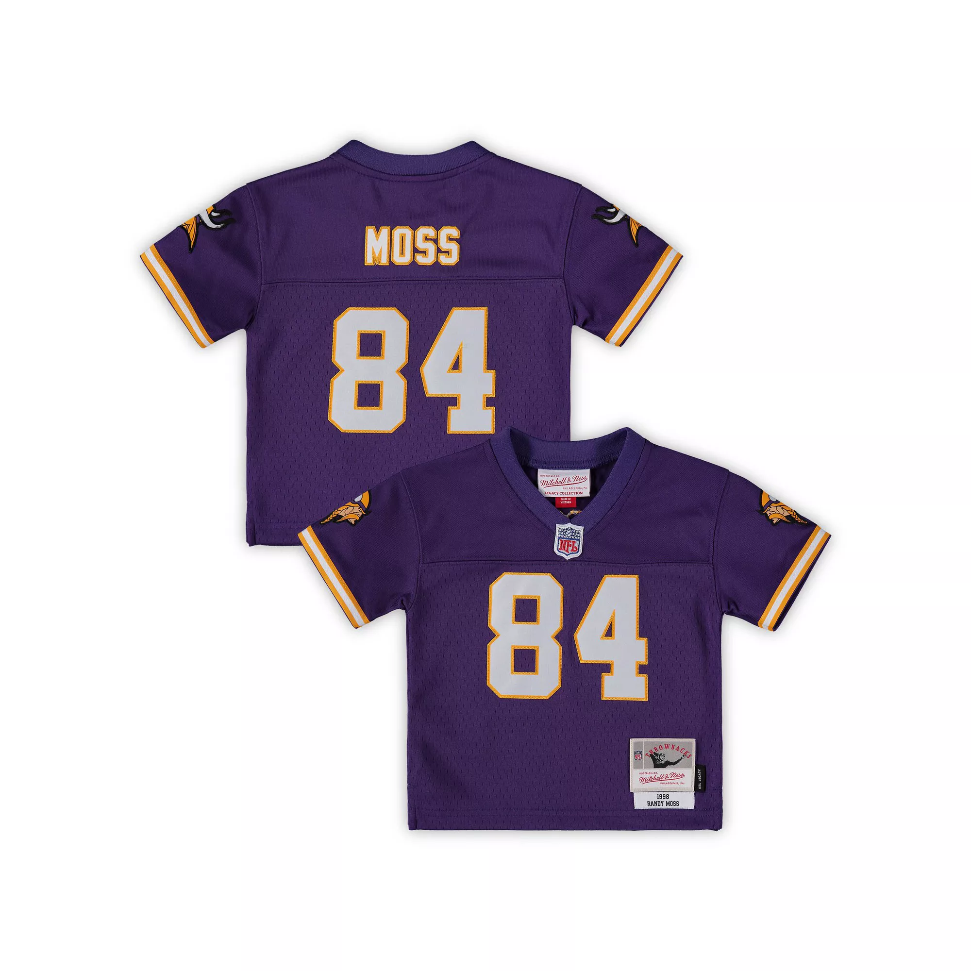 Infant Mitchell & Ness Randy Moss Purple Minnesota Vikings 1998 Retired Legacy Jersey