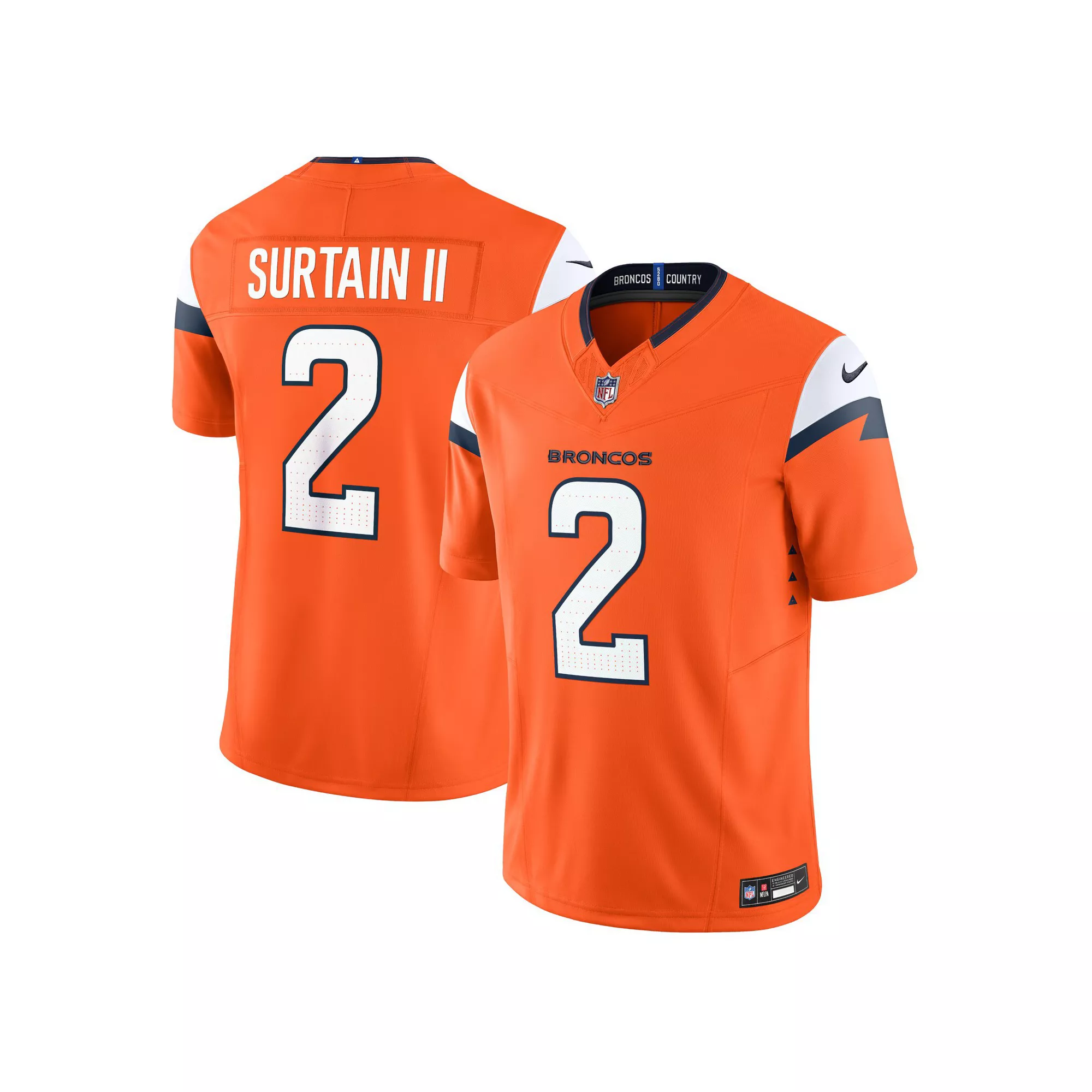 Men's Nike Patrick Surtain II Orange Denver Broncos Vapor F.U.S.E. Limited Jersey