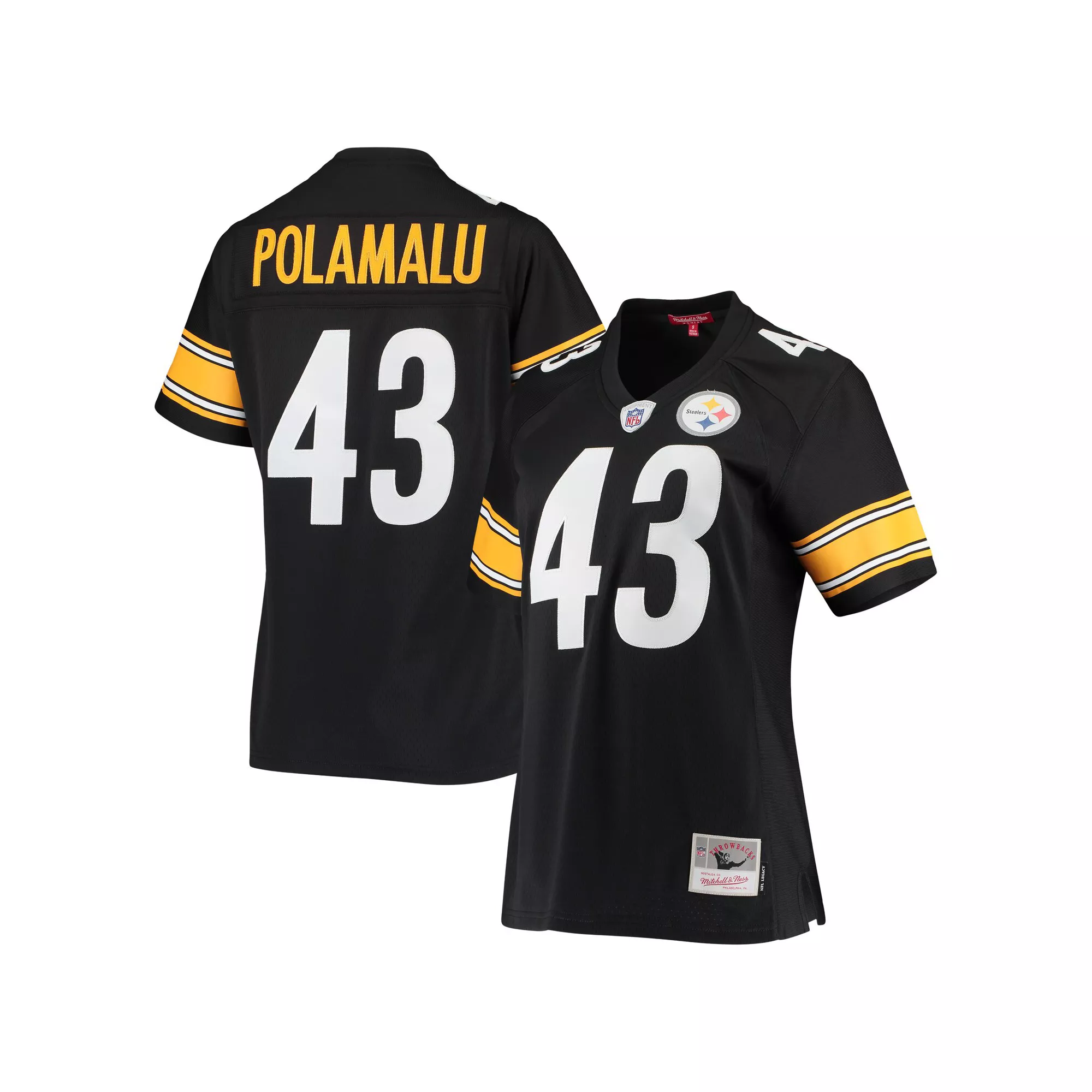Women's Mitchell & Ness Troy Polamalu Black Pittsburgh Steelers Legacy Replica Team Jersey