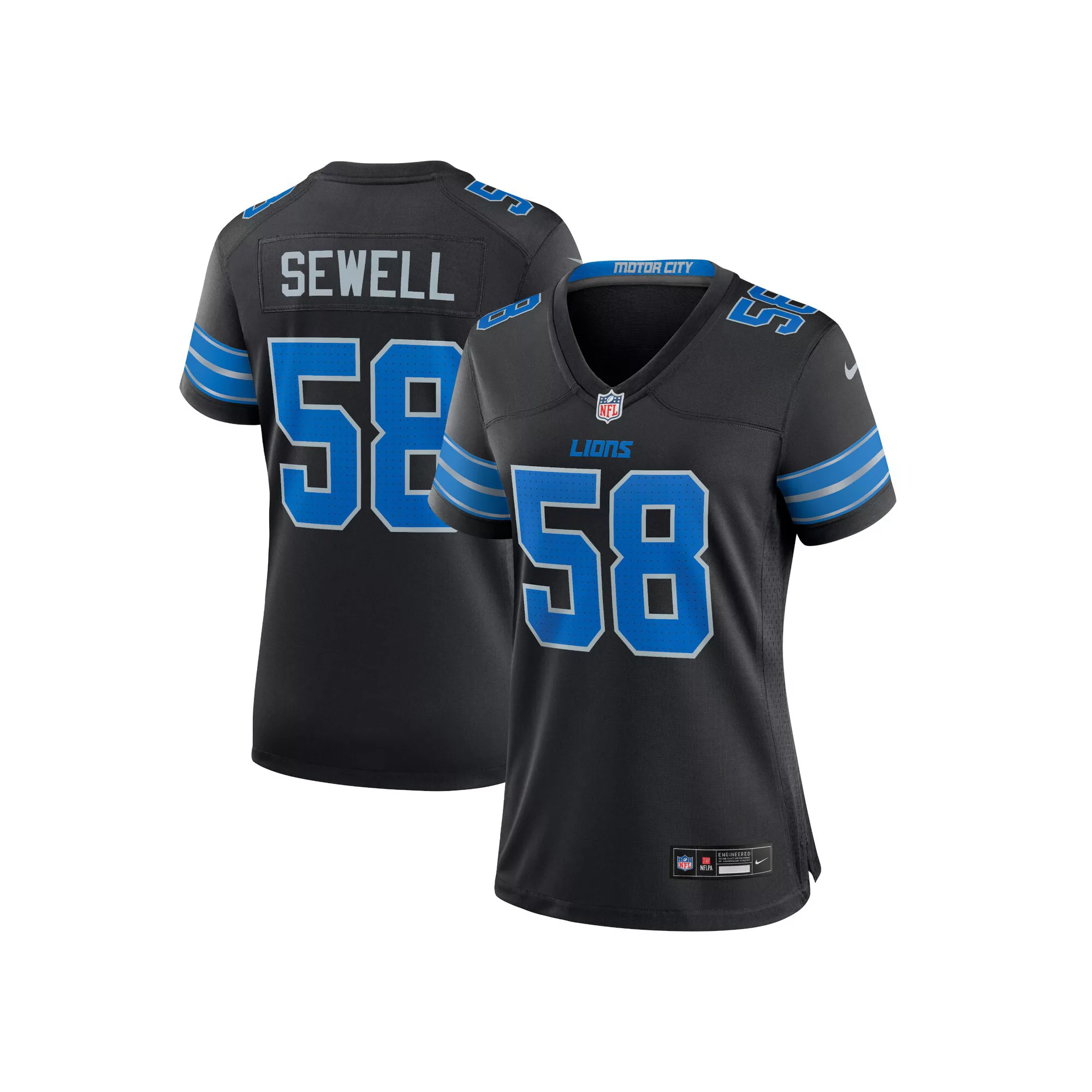 Women's Nike Penei Sewell Black Detroit Lions 2nd Alternate Game Jersey