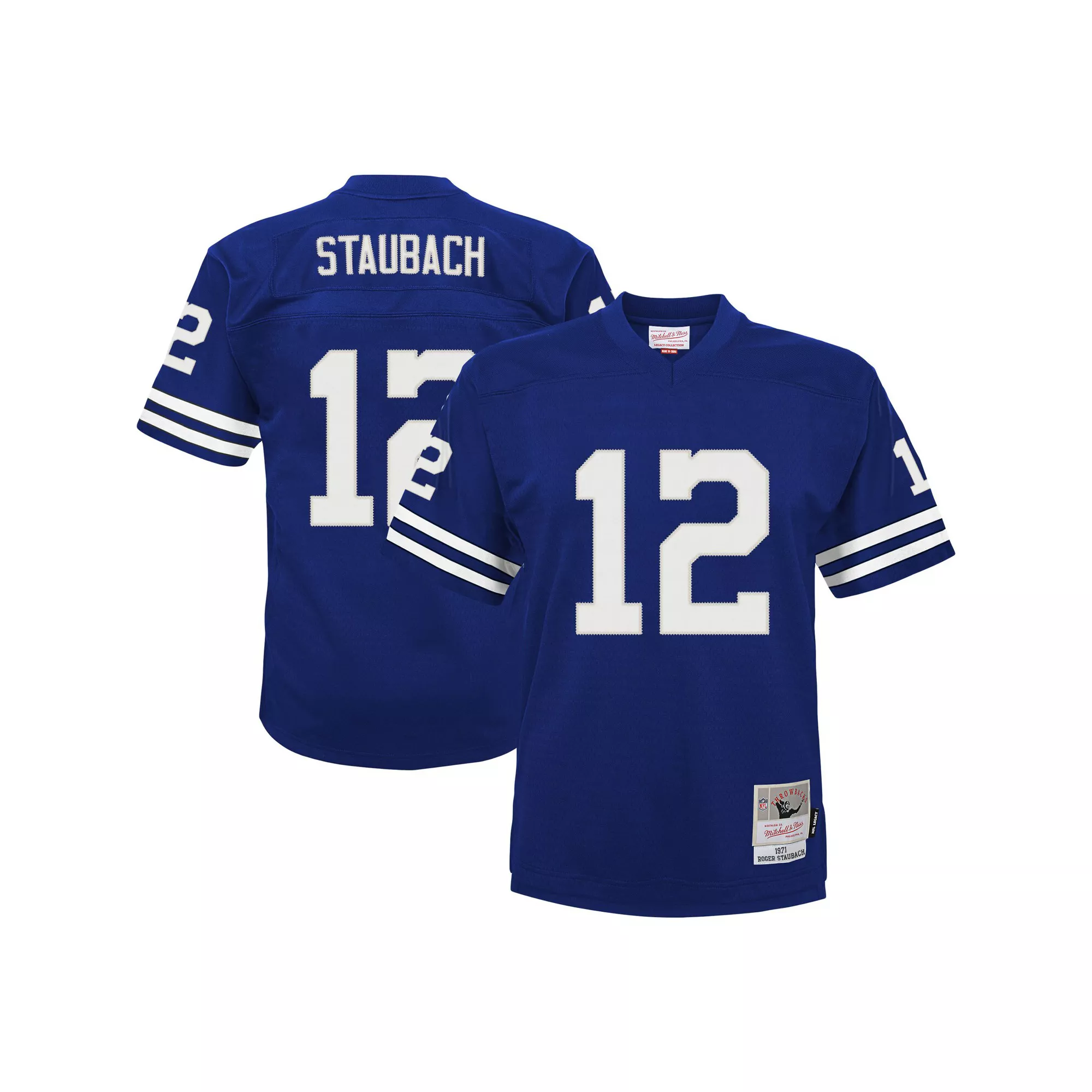 Youth Mitchell & Ness Roger Staubach Navy Dallas Cowboys Retired Player Legacy Jersey