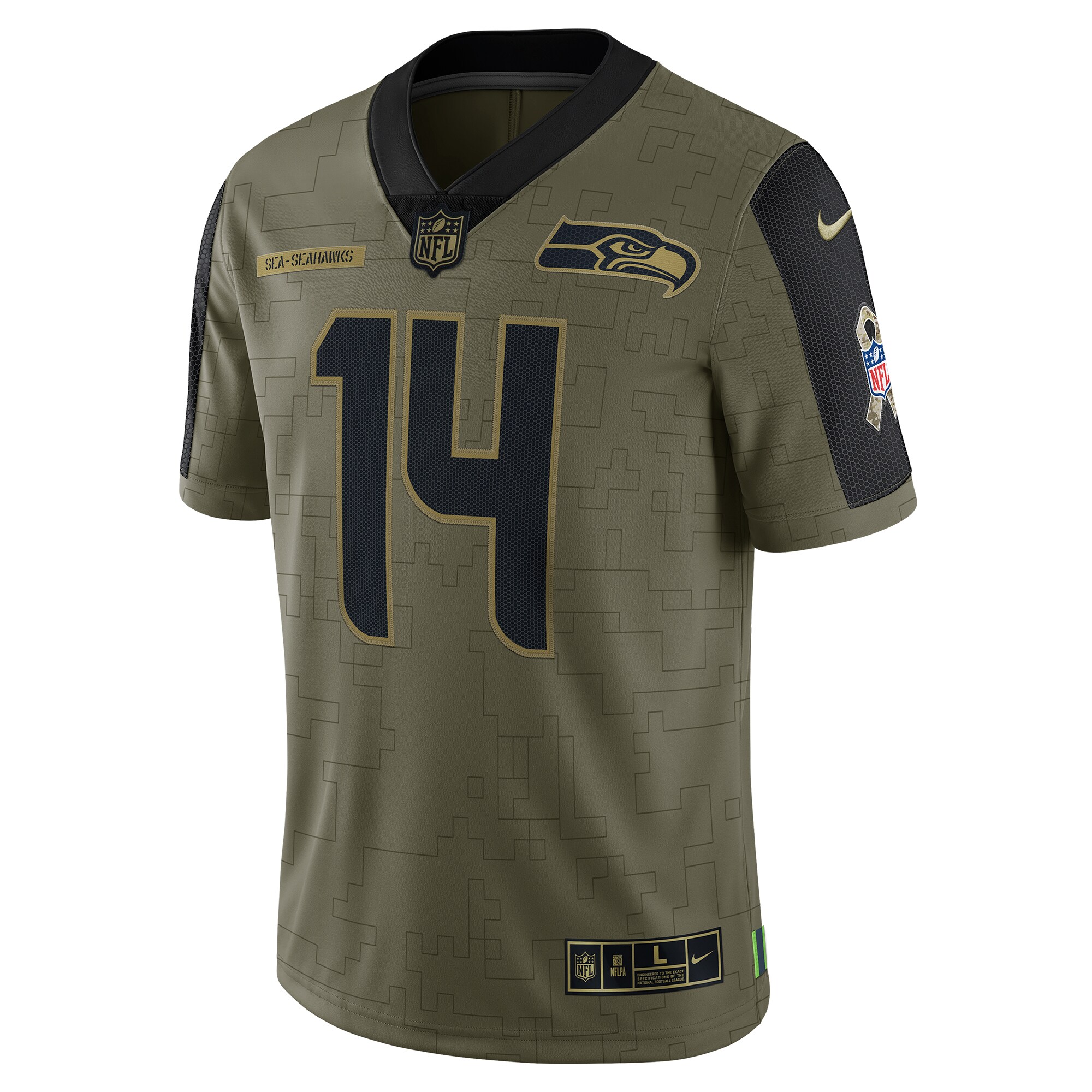 DK Metcalf Seattle Seahawks Nike Salute To Service Limited Player Jersey - Olive