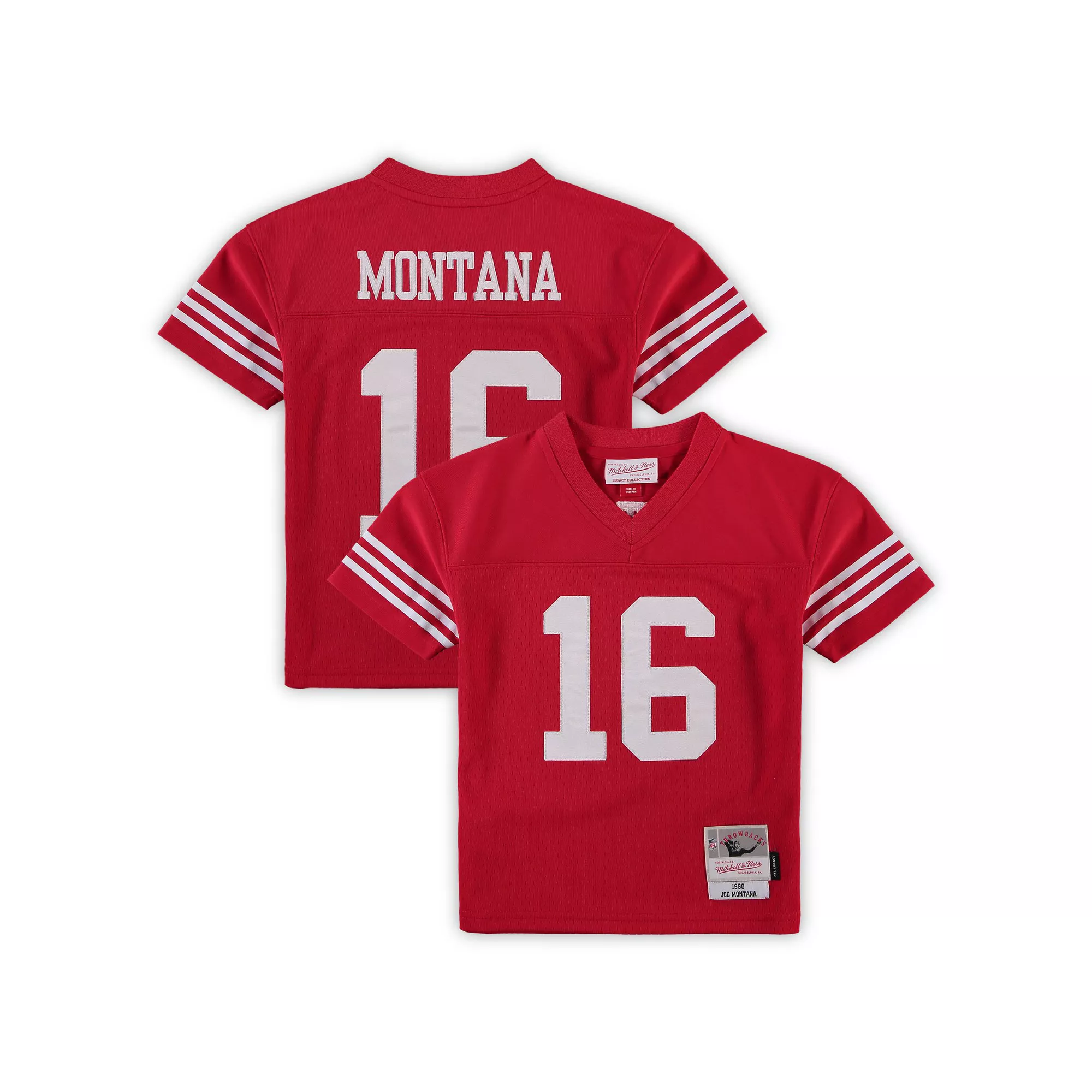 Preschool Mitchell & Ness Joe Montana Scarlet San Francisco 49ers 1990 Retired Player Legacy Jersey