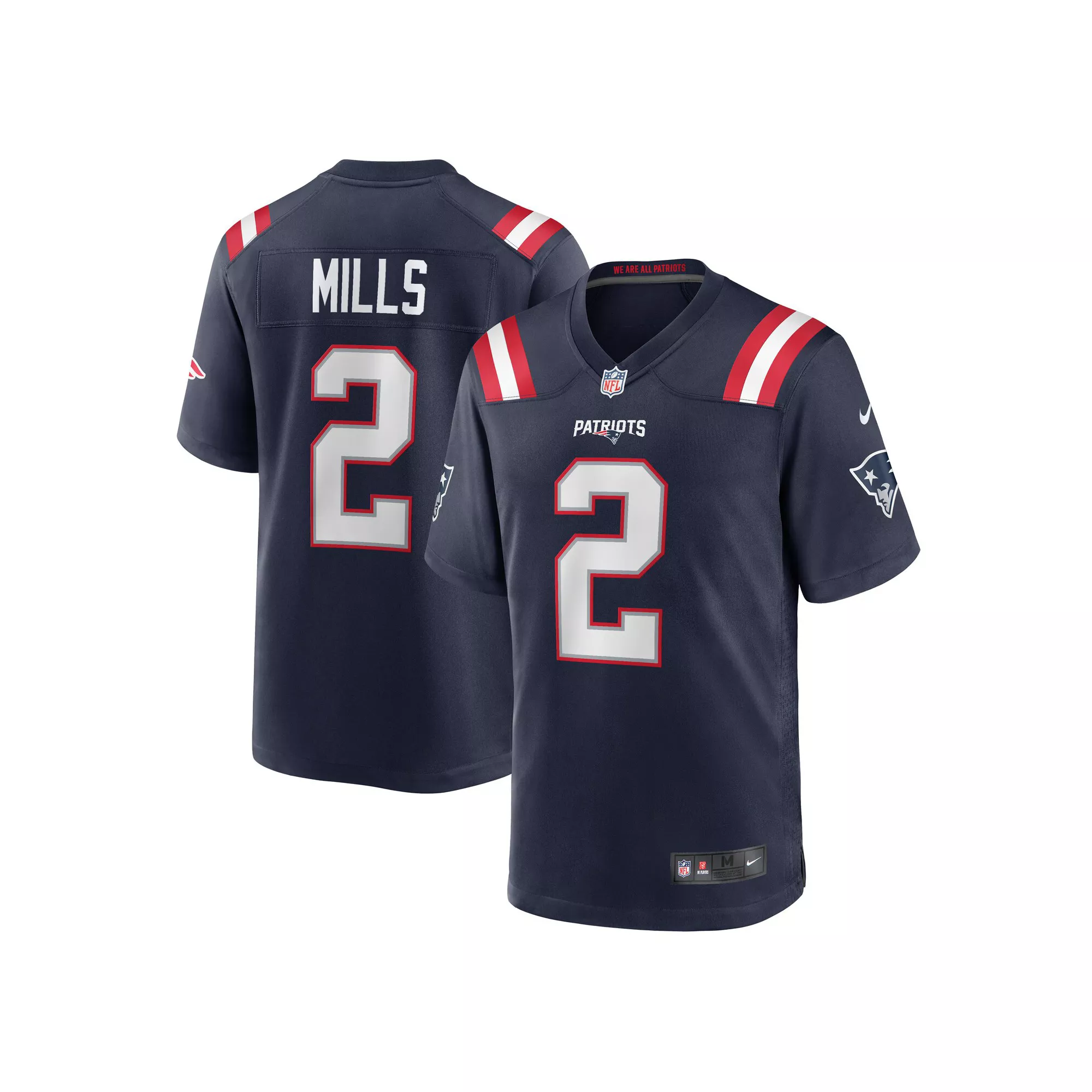 Men's Nike Jalen Mills Navy New England Patriots Game Player Jersey