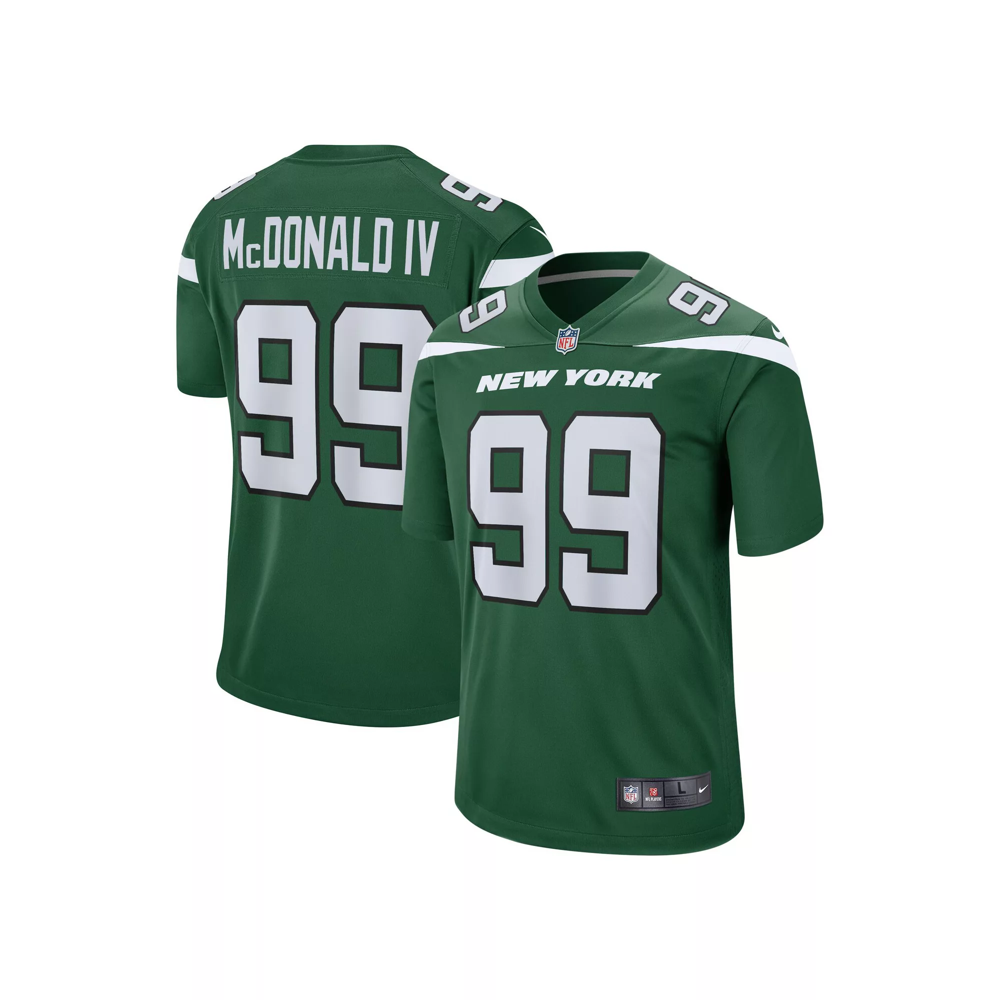 Men's Nike Will McDonald IV Gotham Green New York Jets 2023 NFL Draft First Round Pick Game Jersey