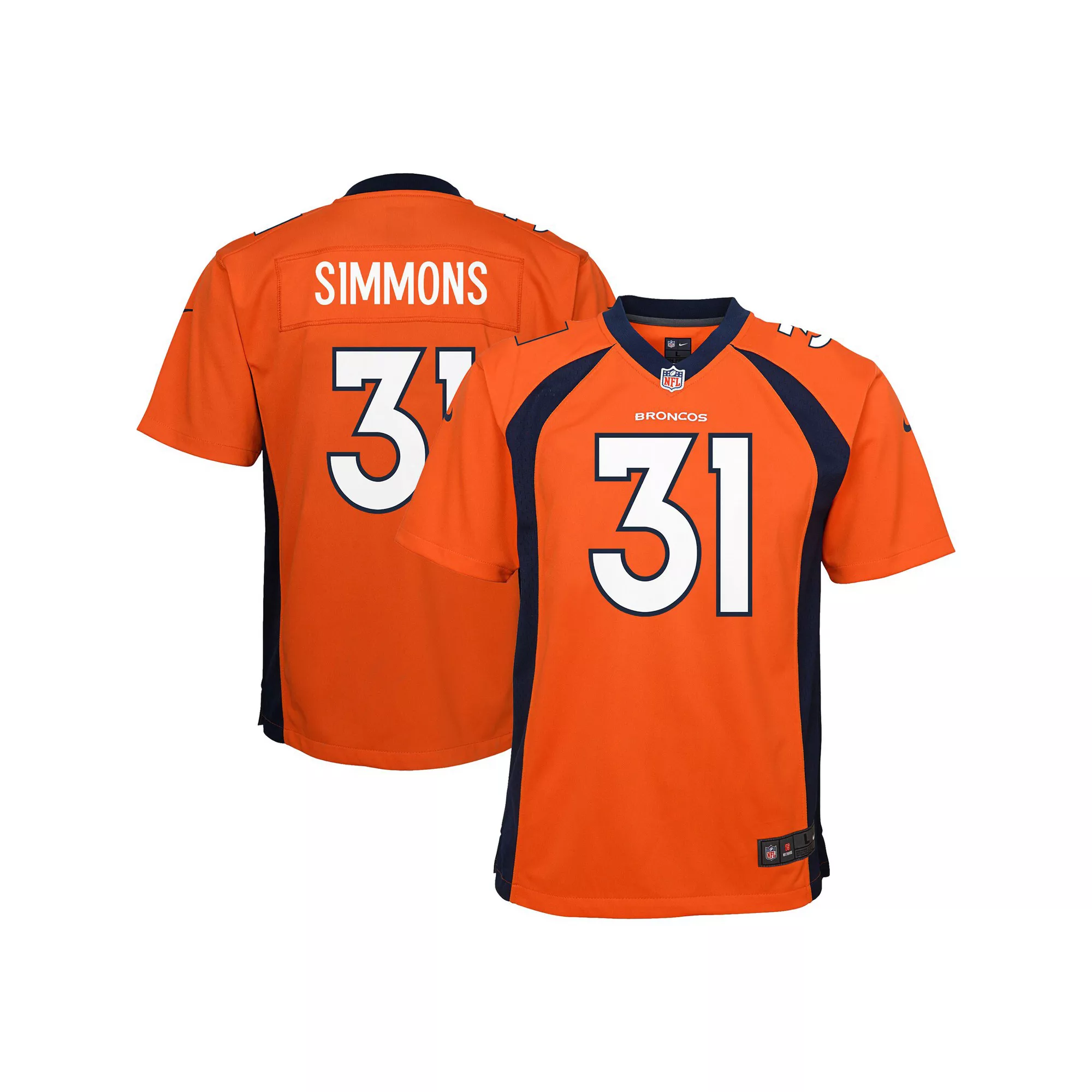 Youth Nike Justin Simmons Orange Denver Broncos Game Jersey
