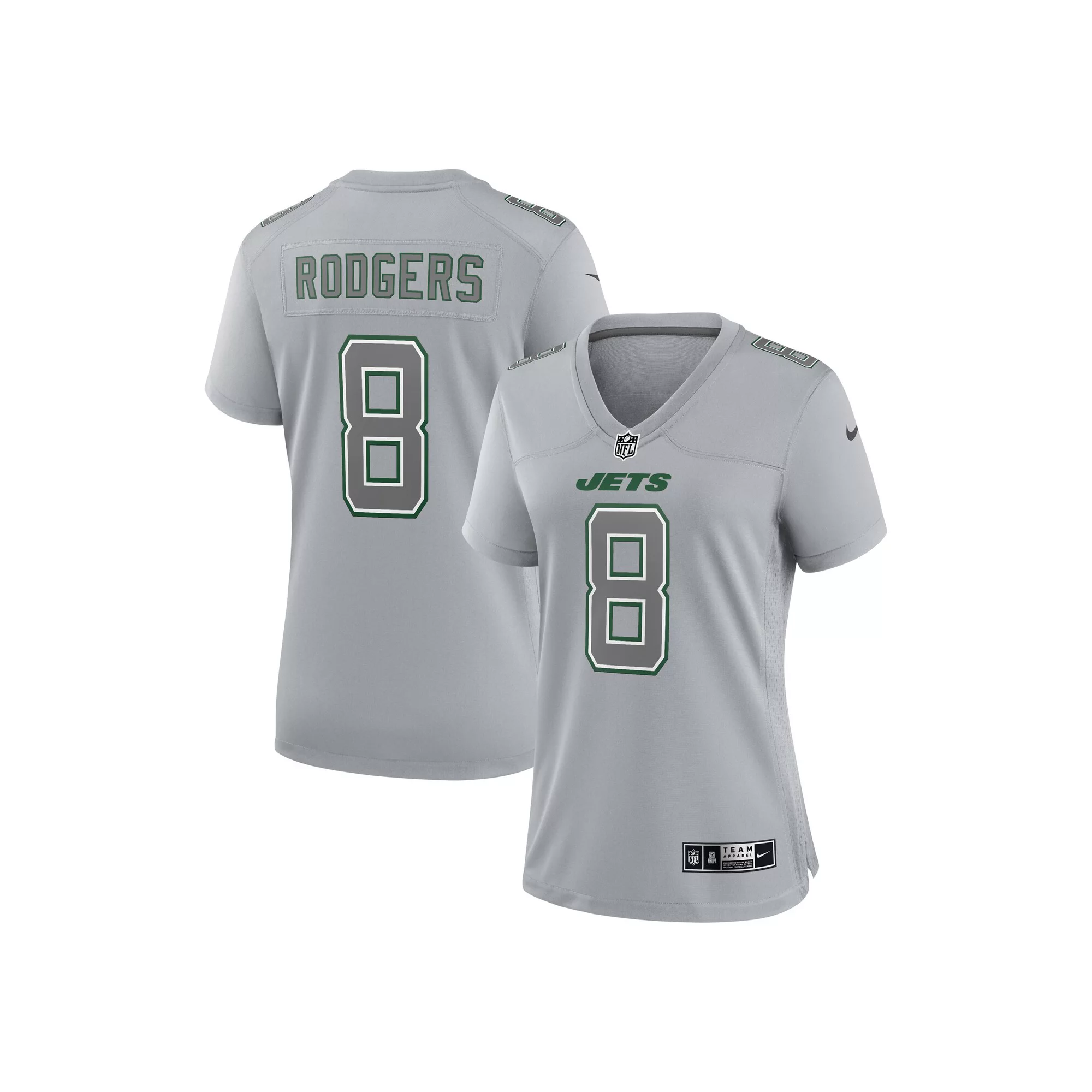 Women's Nike Aaron Rodgers Heather Gray New York Jets Atmosphere Fashion Game Jersey