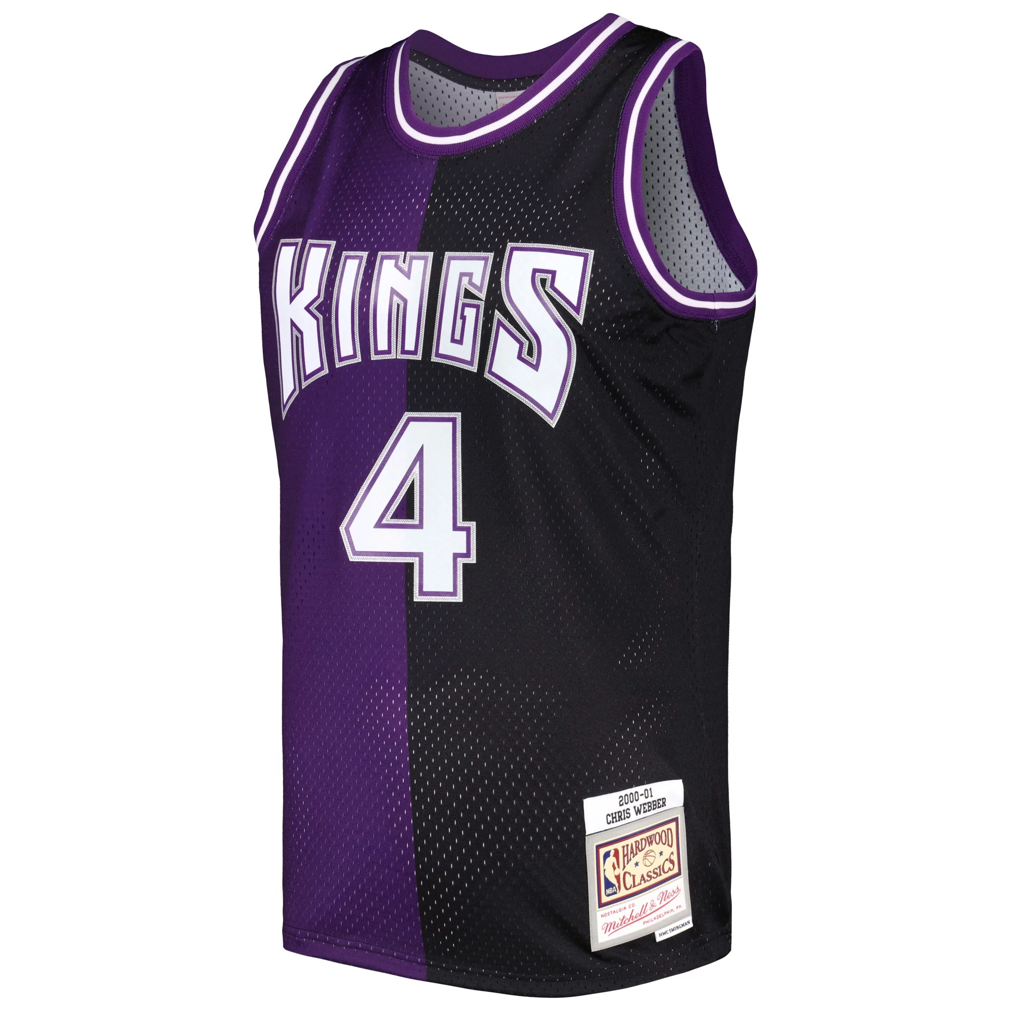 Men's Mitchell & Ness Chris Webber Purple/Black Sacramento Kings Hardwood Classics 2000/01 Split Swingman Jersey