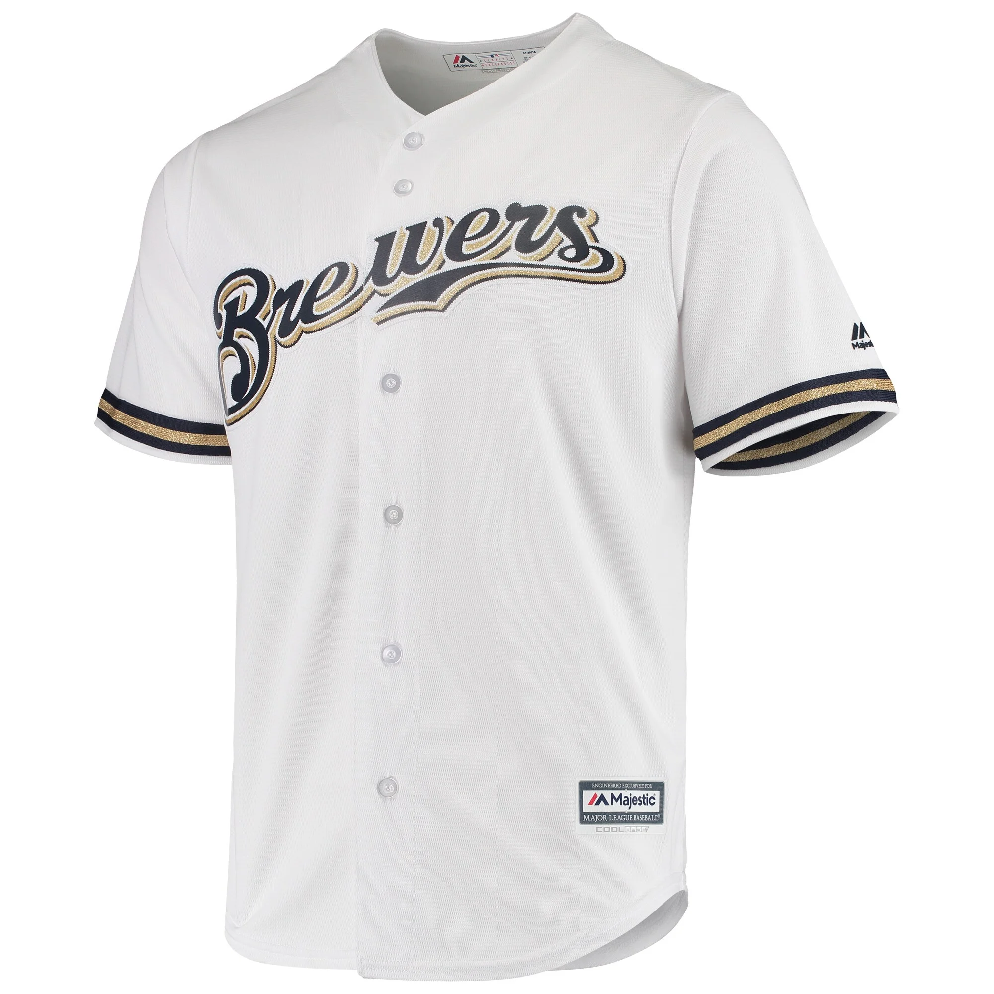 Men's Majestic White Milwaukee Brewers Home Official Cool Base Jersey