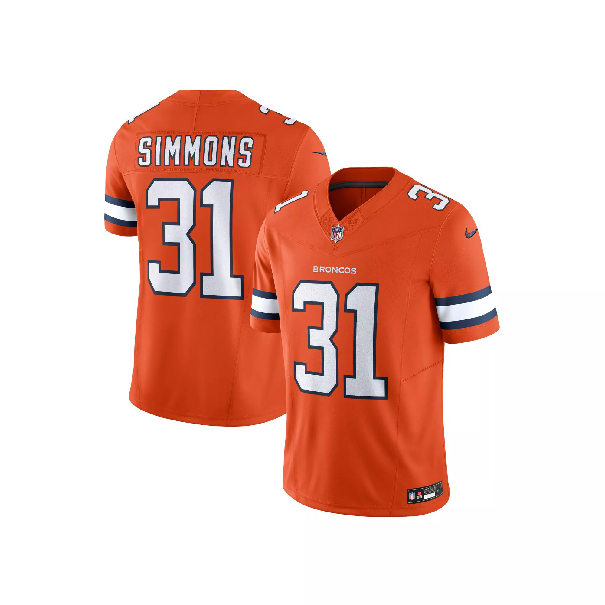 Men's Nike Justin Simmons Orange Denver Broncos Vapor F.U.S.E. Limited Jersey