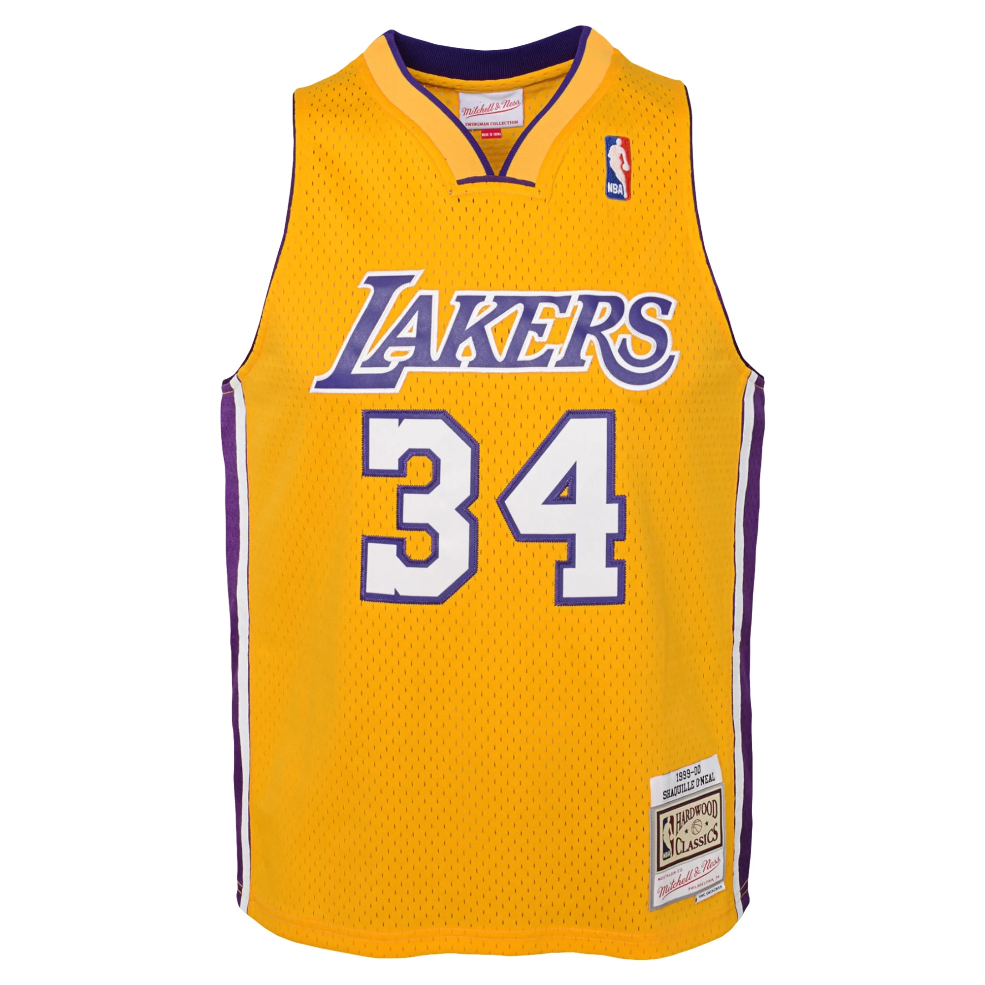 Youth Mitchell & Ness Shaquille O'Neal Gold Los Angeles Lakers 1999/00 Hardwood Classics Swingman Jersey