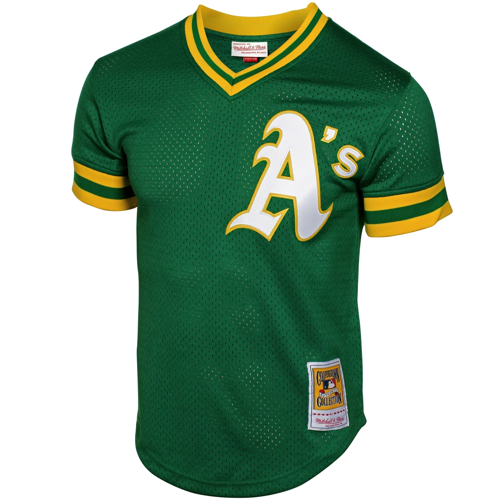 Men's Mitchell & Ness Rickey Henderson Green Oakland Athletics 1991 Cooperstown Mesh Batting Practice Jersey