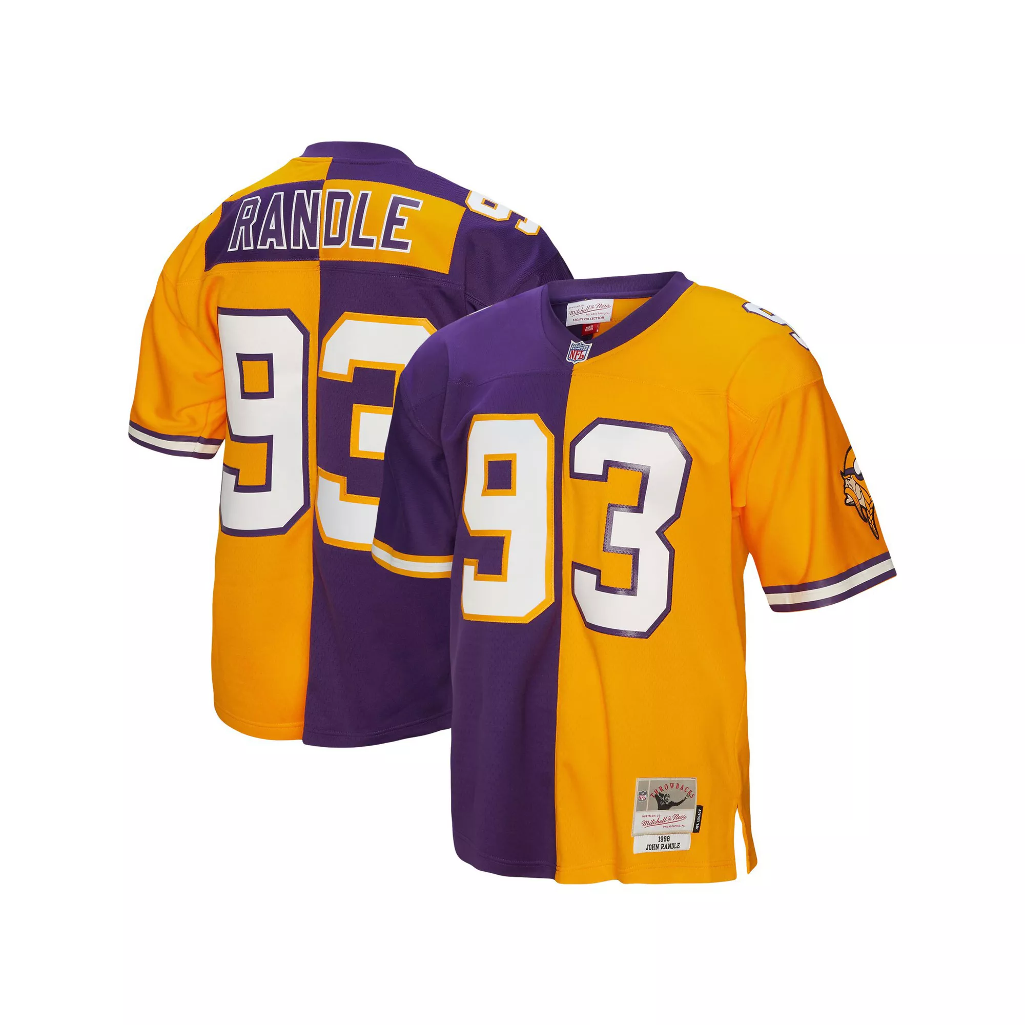 Men's Mitchell & Ness John Randle Purple/Gold Minnesota Vikings 1998 Split Legacy Replica Jersey