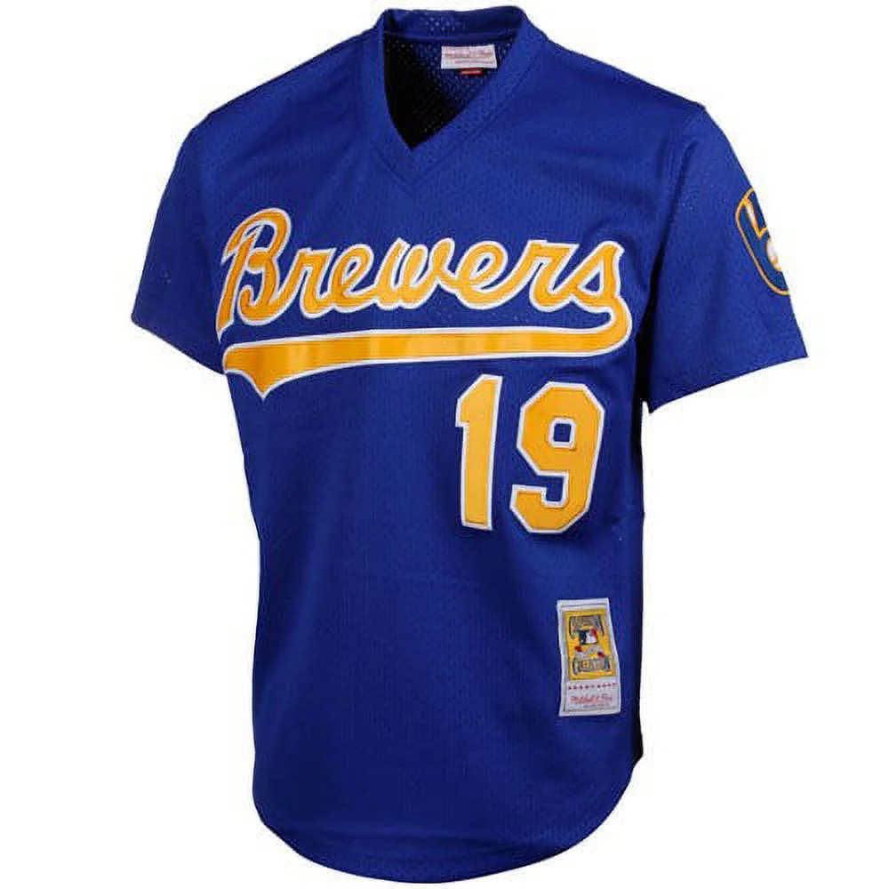 Men's Mitchell & Ness Robin Yount Royal Milwaukee Brewers Cooperstown Mesh Batting Practice Jersey