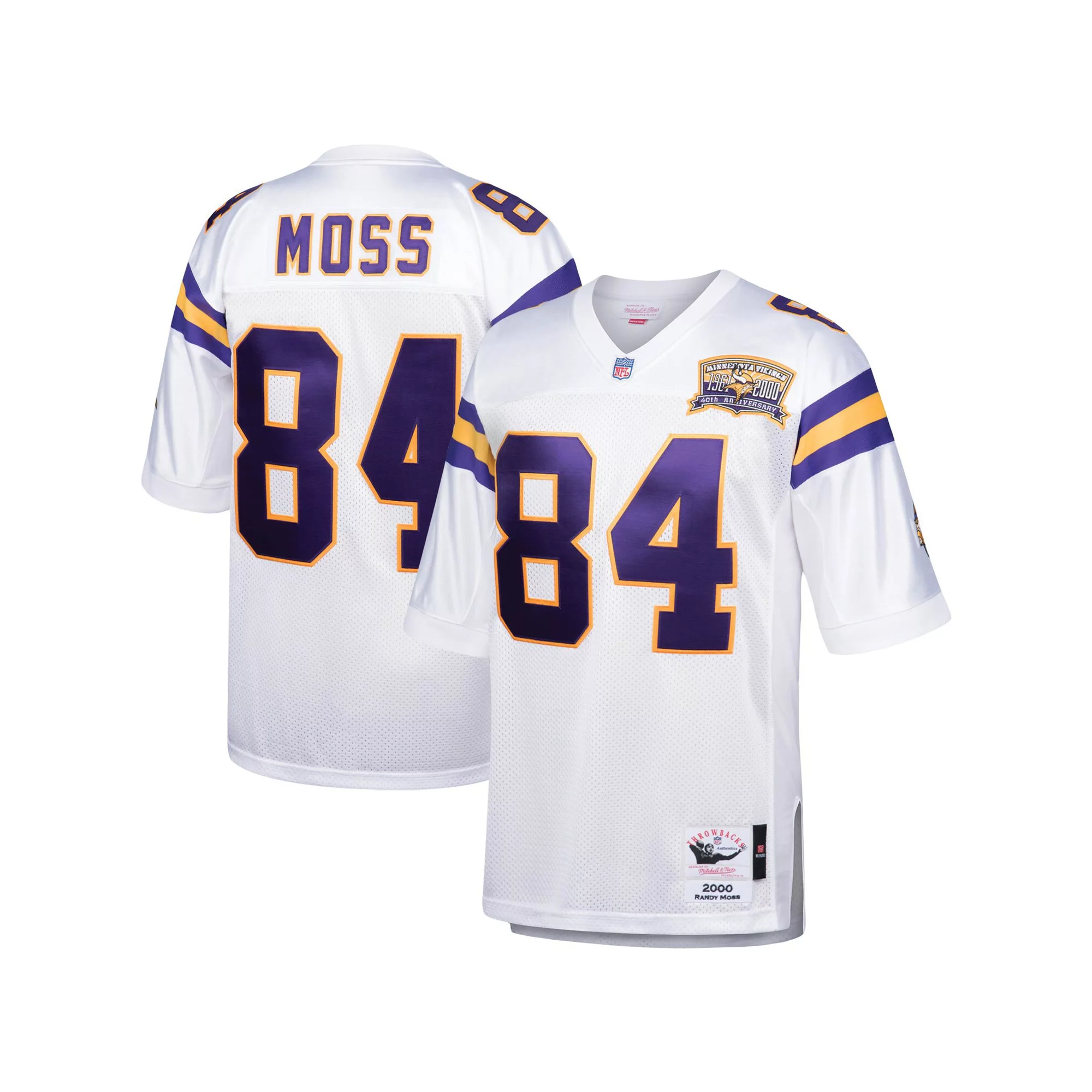 Men's Mitchell & Ness Randy Moss White Minnesota Vikings 2000 Authentic Throwback Retired Player Jersey