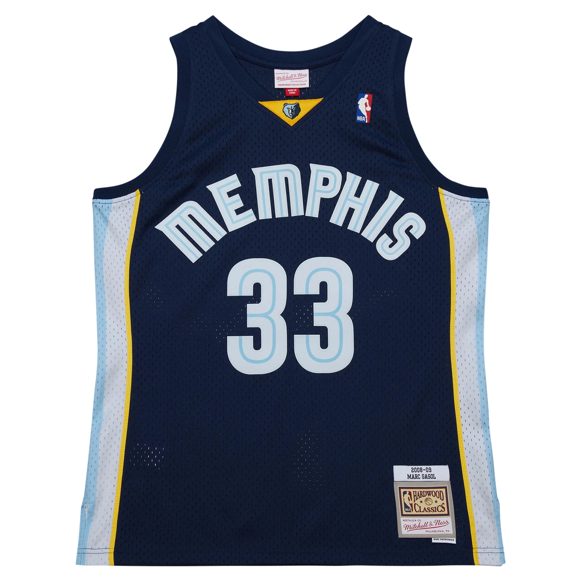Men's Mitchell & Ness Marc Gasol Navy Memphis Grizzlies 2008/09 Hardwood Classics Swingman Throwback Jersey
