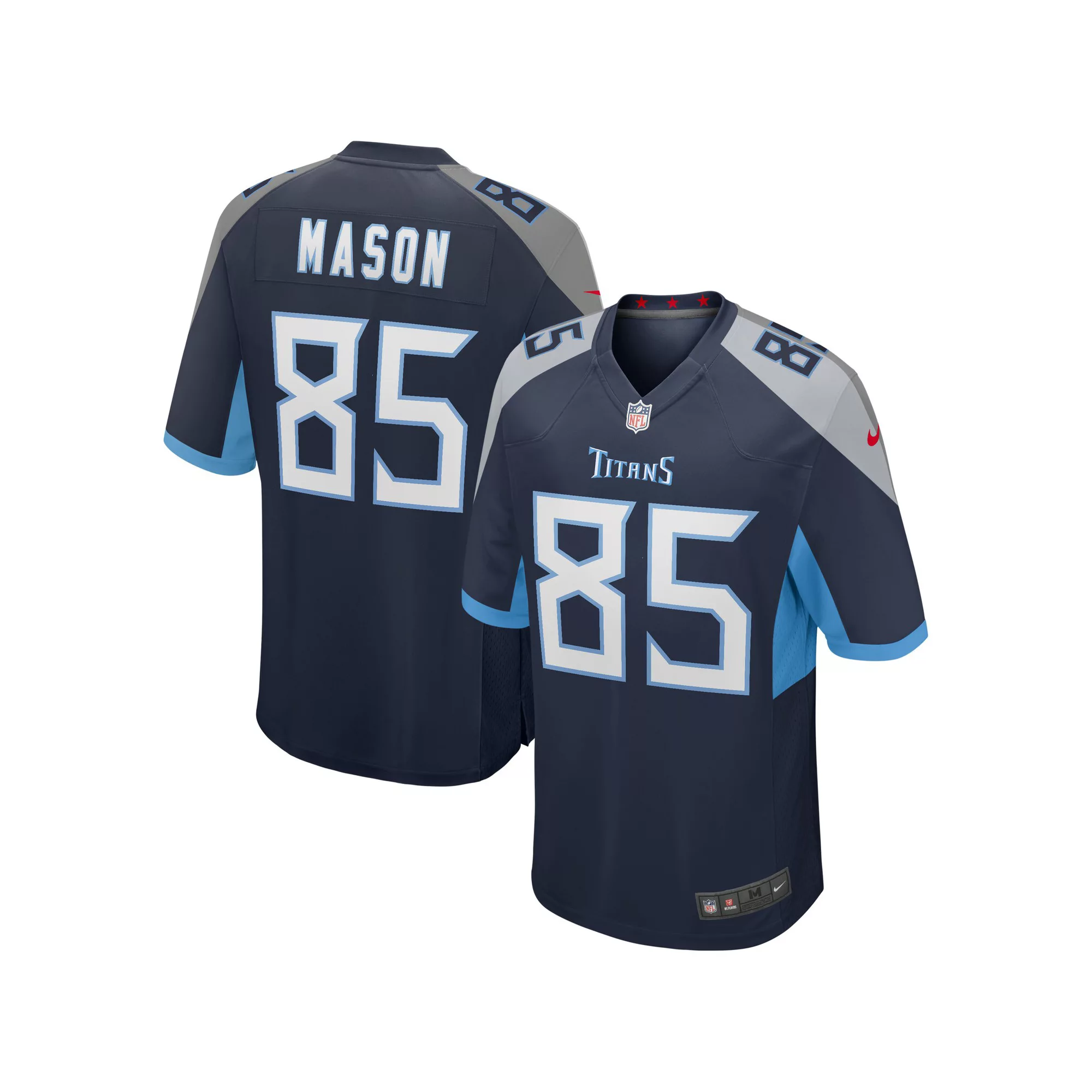 Men's Nike Derrick Mason Navy Tennessee Titans Game Retired Player Jersey