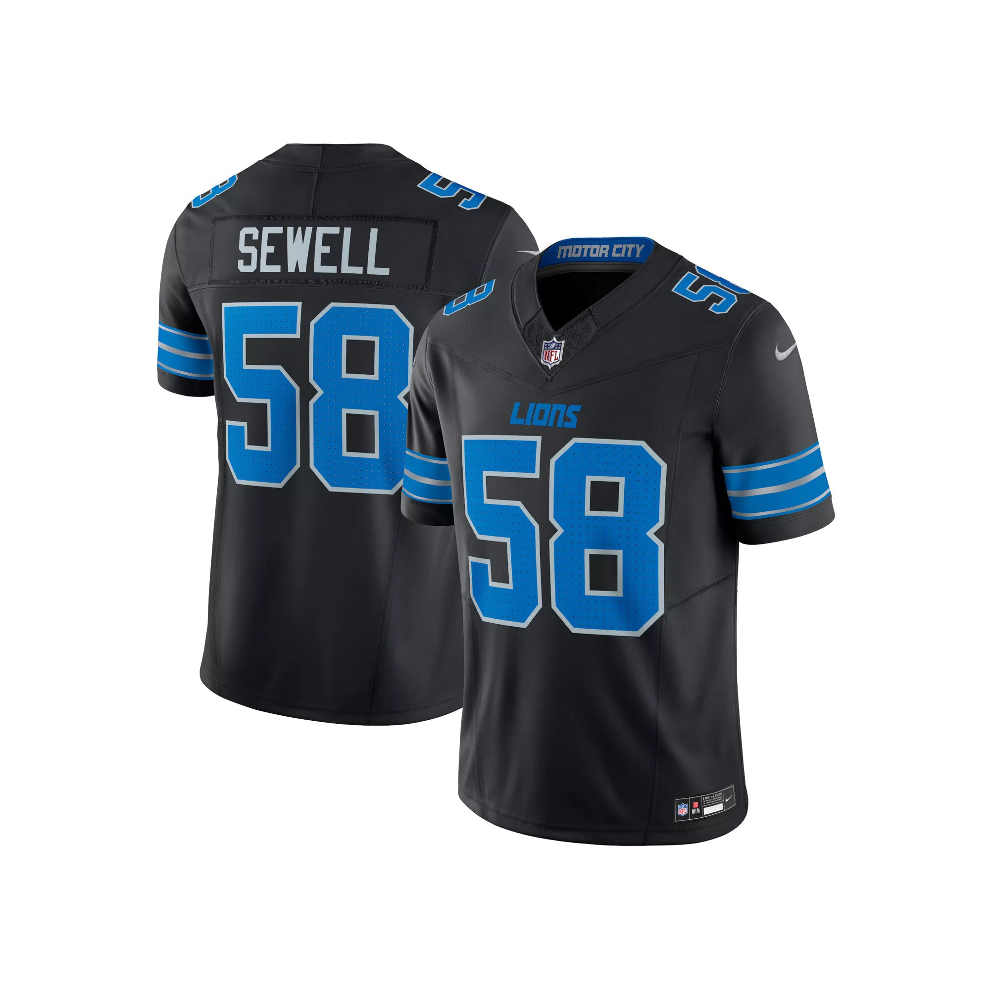 Men's Nike Penei Sewell Black Detroit Lions Vapor F.U.S.E. Alternate Limited Jersey