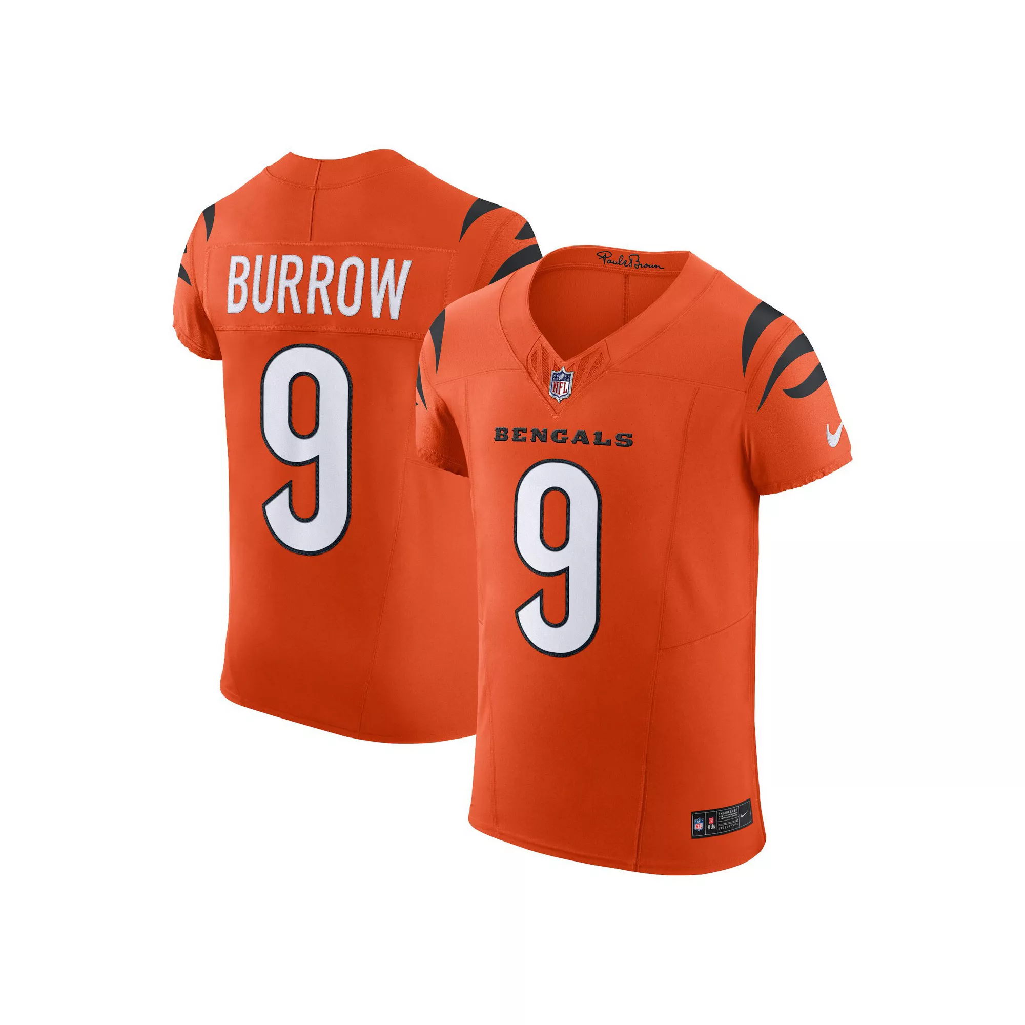 Men's Nike Joe Burrow Orange Cincinnati Bengals Vapor F.U.S.E. Elite Jersey