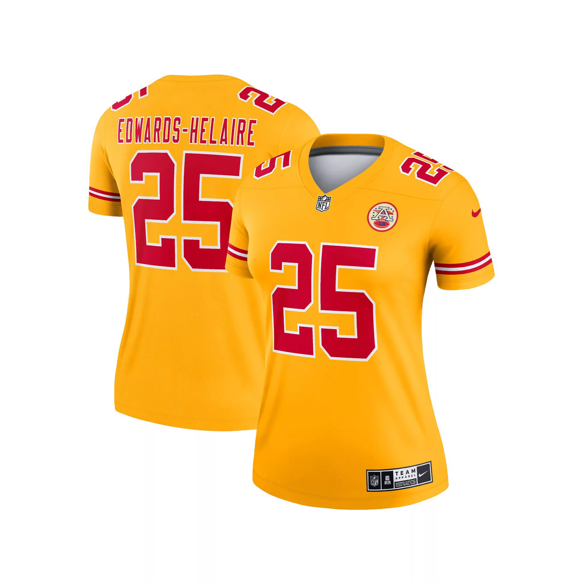 Women's Nike Clyde Edwards-Helaire Gold Kansas City Chiefs Inverted Legend Jersey