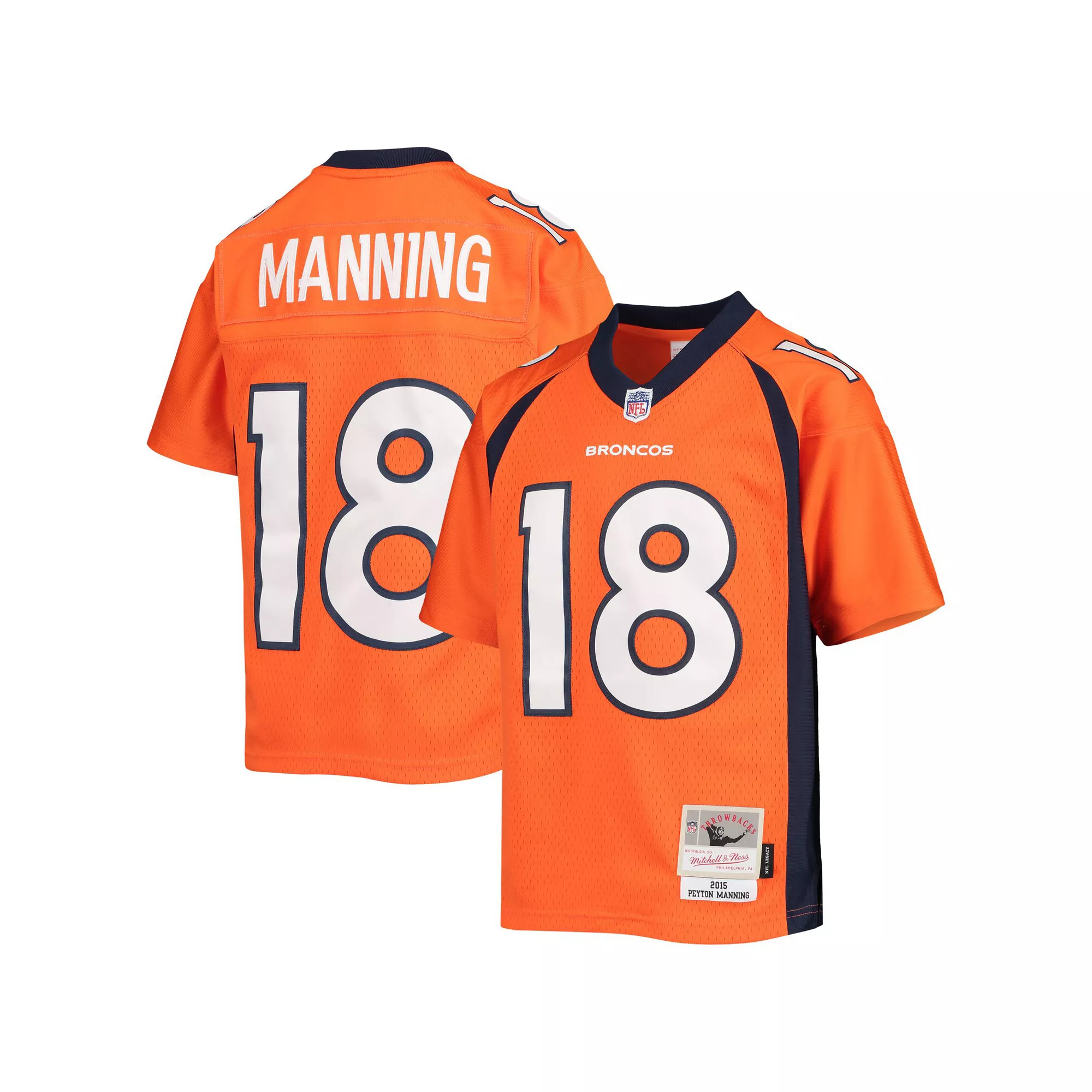 Youth Mitchell & Ness Peyton Manning Orange Denver Broncos 2015 Retired Player Legacy Jersey