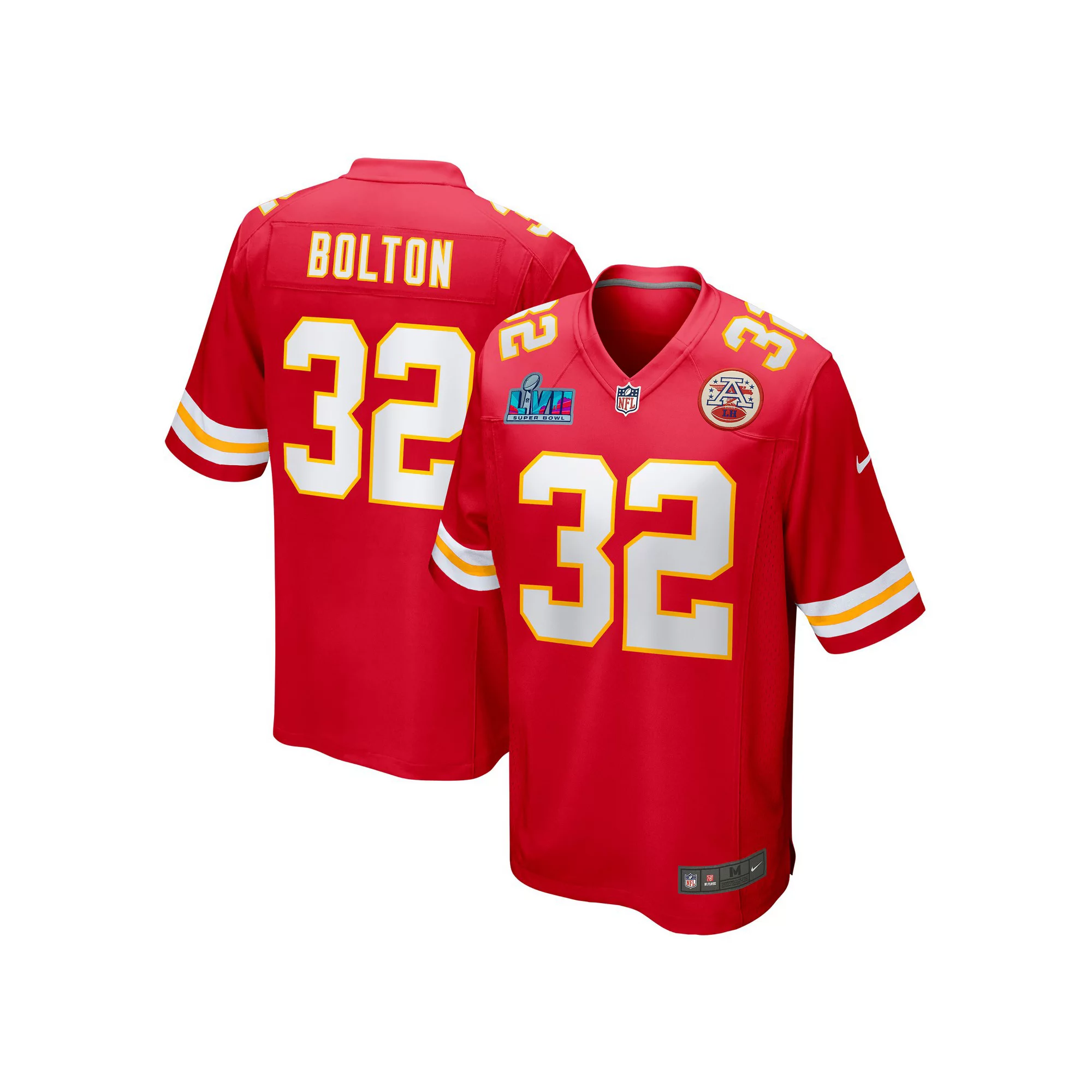Men's Nike Nick Bolton Red Kansas City Chiefs Super Bowl LVII Patch Game Jersey