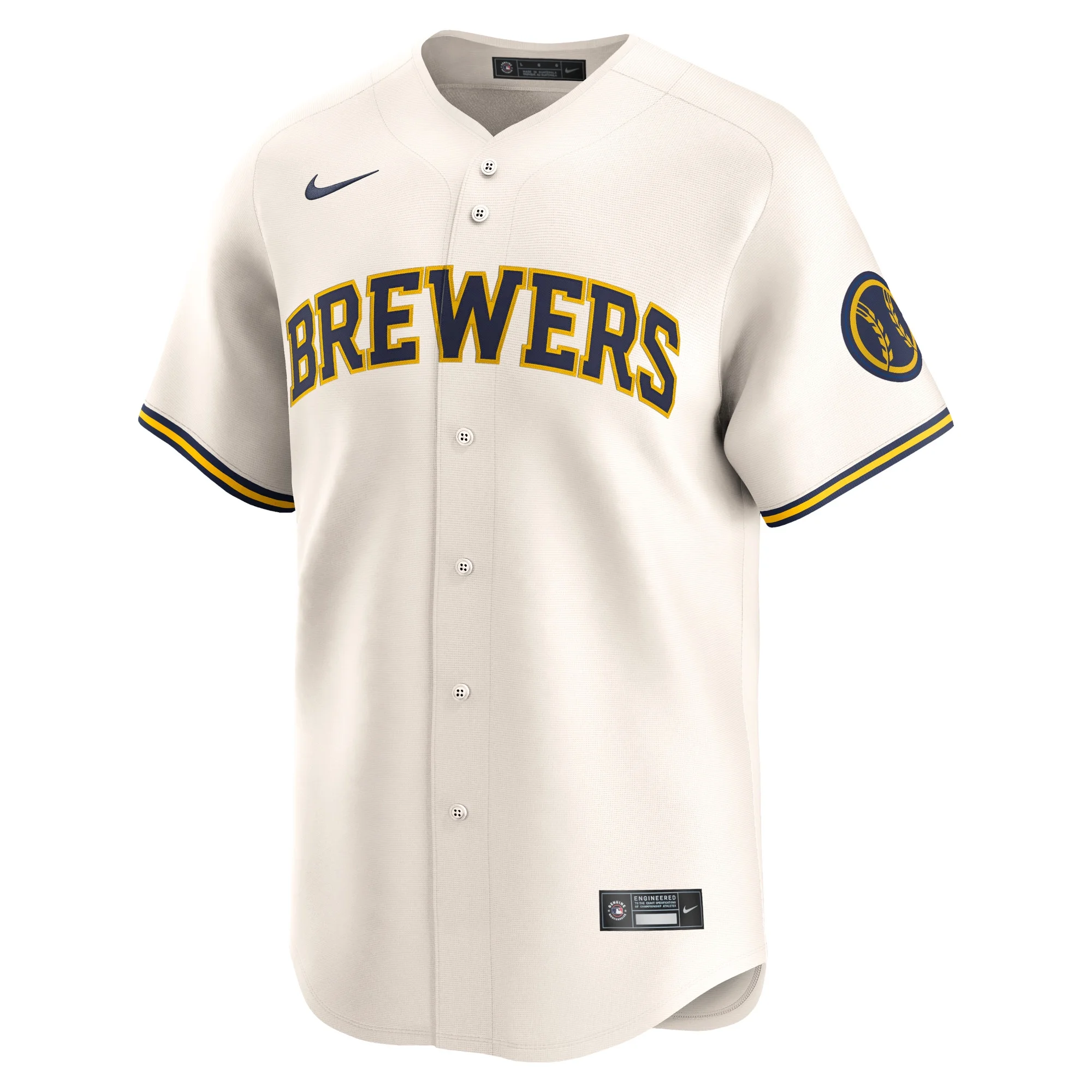 Men's Nike Cream Milwaukee Brewers Home Limited Jersey