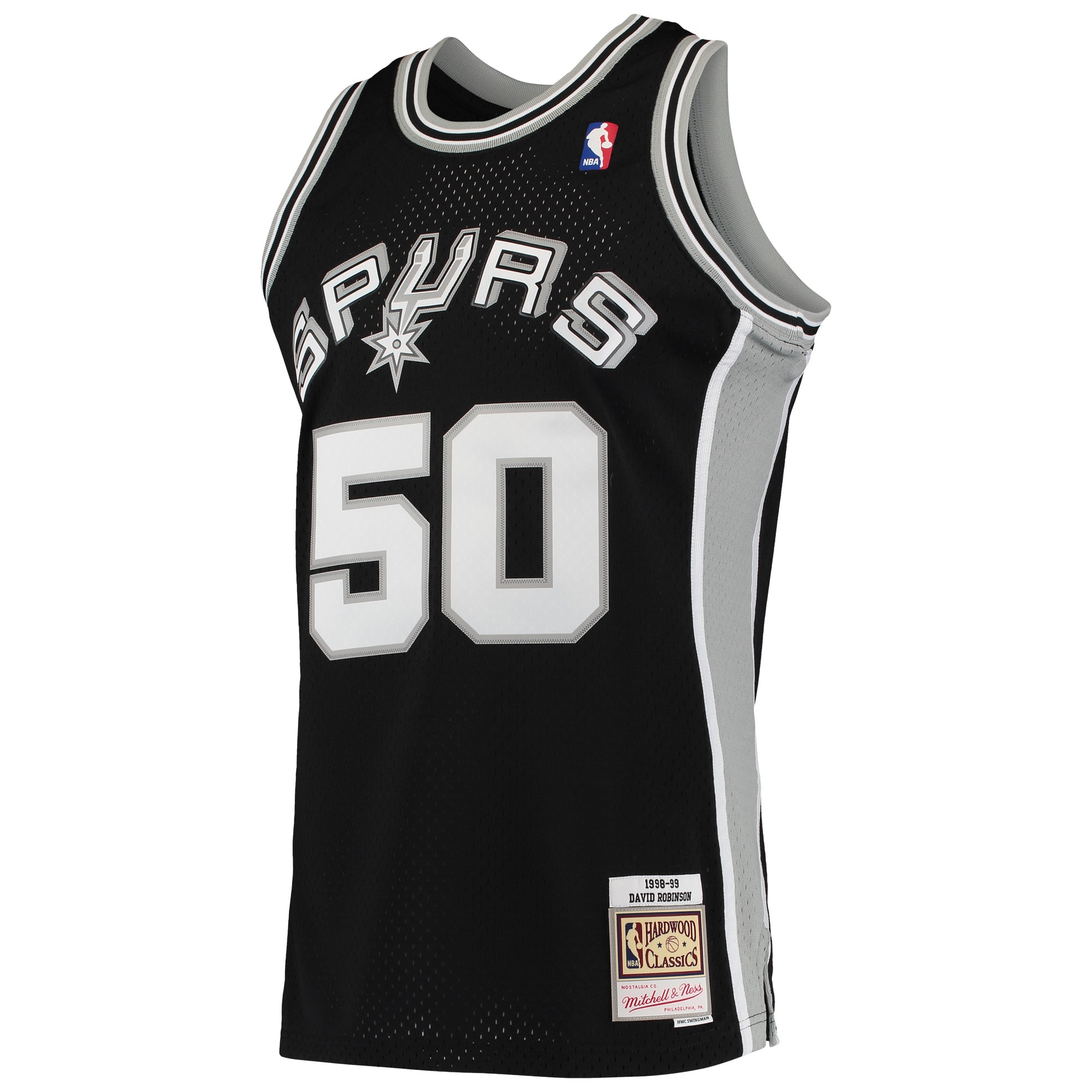 Men's Mitchell & Ness David Robinson Black San Antonio Spurs Hardwood Classics Swingman Jersey