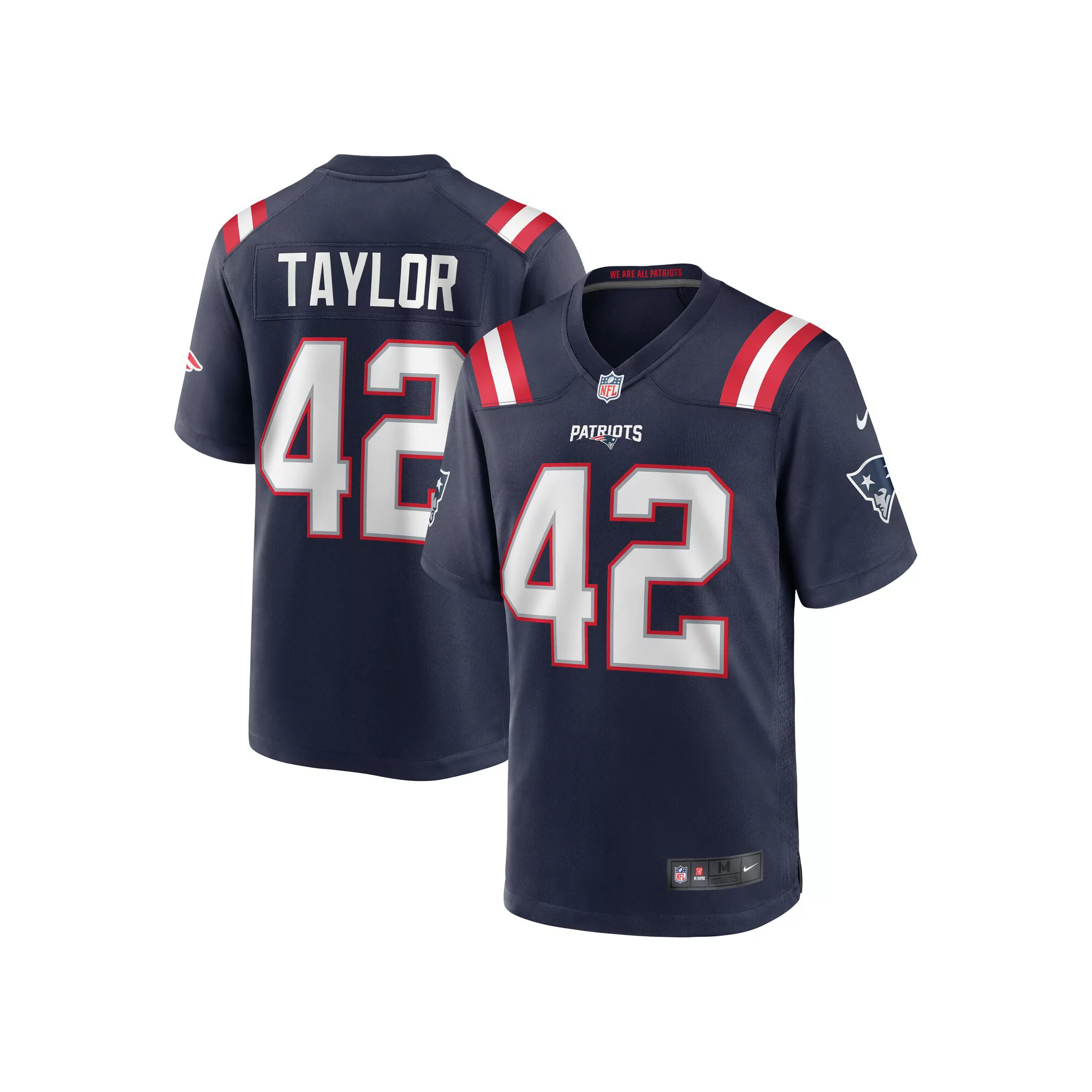 Men's Nike J.J. Taylor Navy New England Patriots Team Game Jersey
