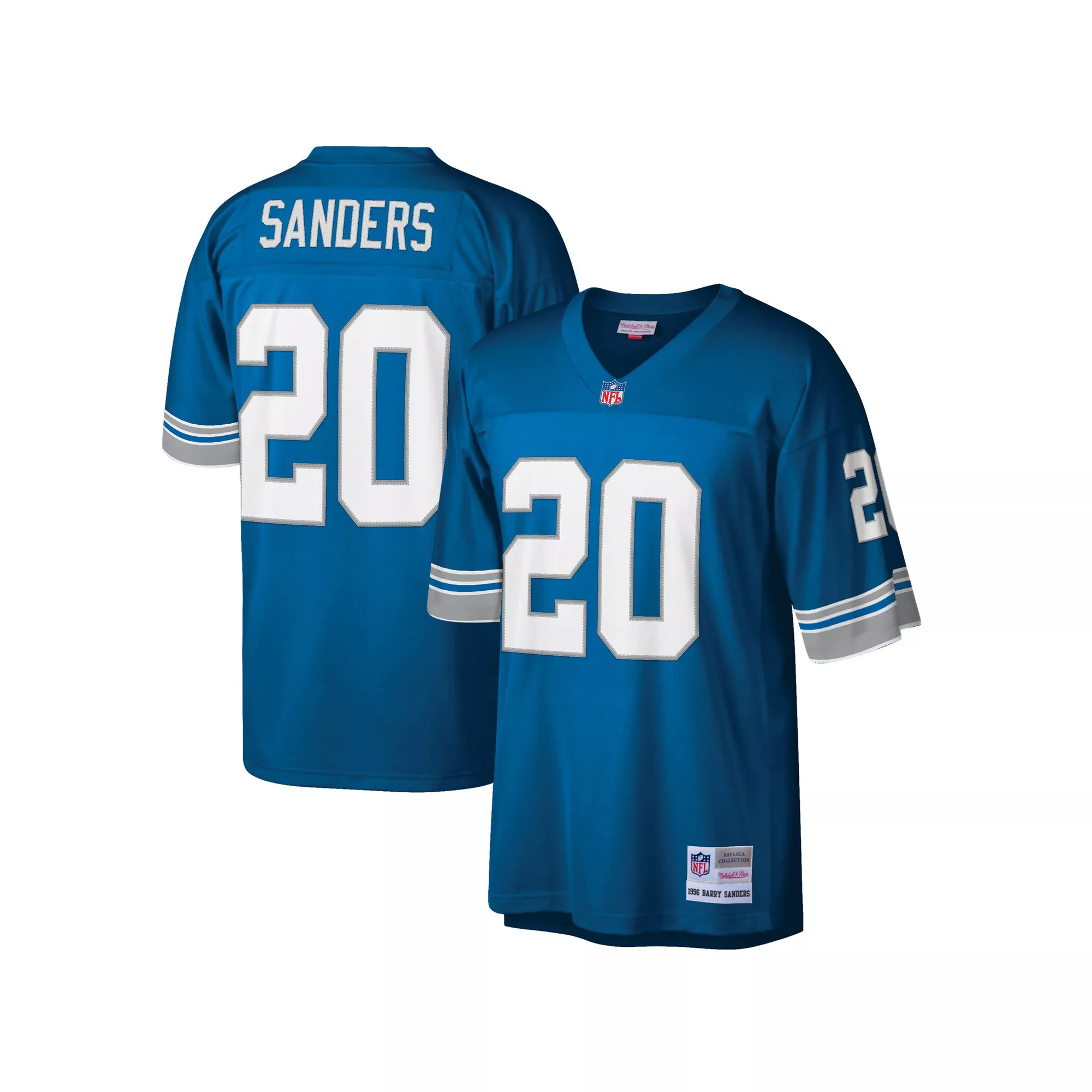 Men's Mitchell & Ness Barry Sanders Blue Detroit Lions Big & Tall 1996 Retired Player Replica Jersey