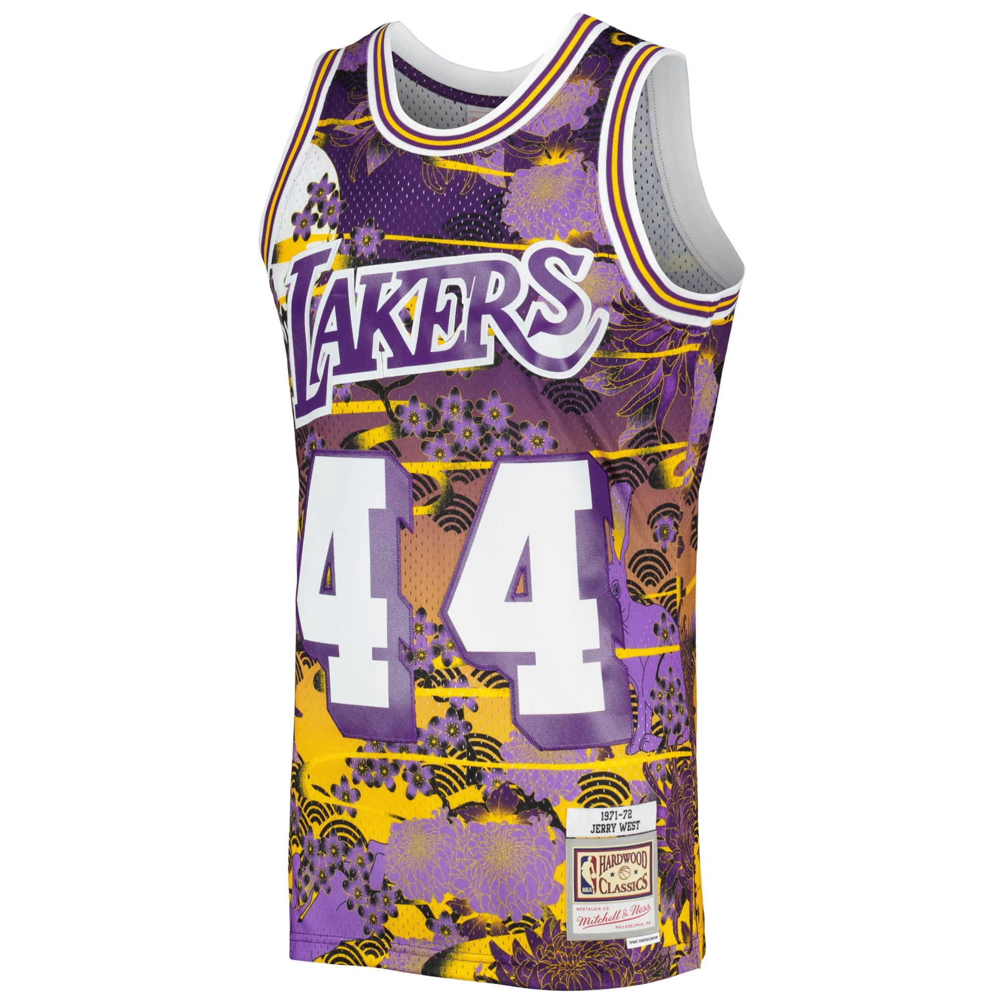 Men's Mitchell & Ness Jerry West Purple Los Angeles Lakers Hardwood Classics Lunar New Year Swingman Jersey
