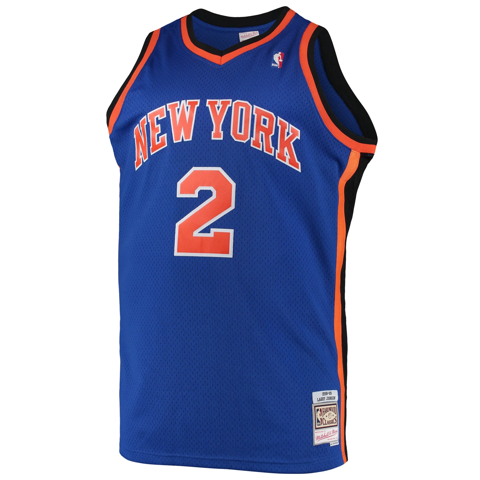 Men's Mitchell & Ness Larry Johnson Blue New York Knicks Big & Tall Hardwood Classics Swingman Jersey