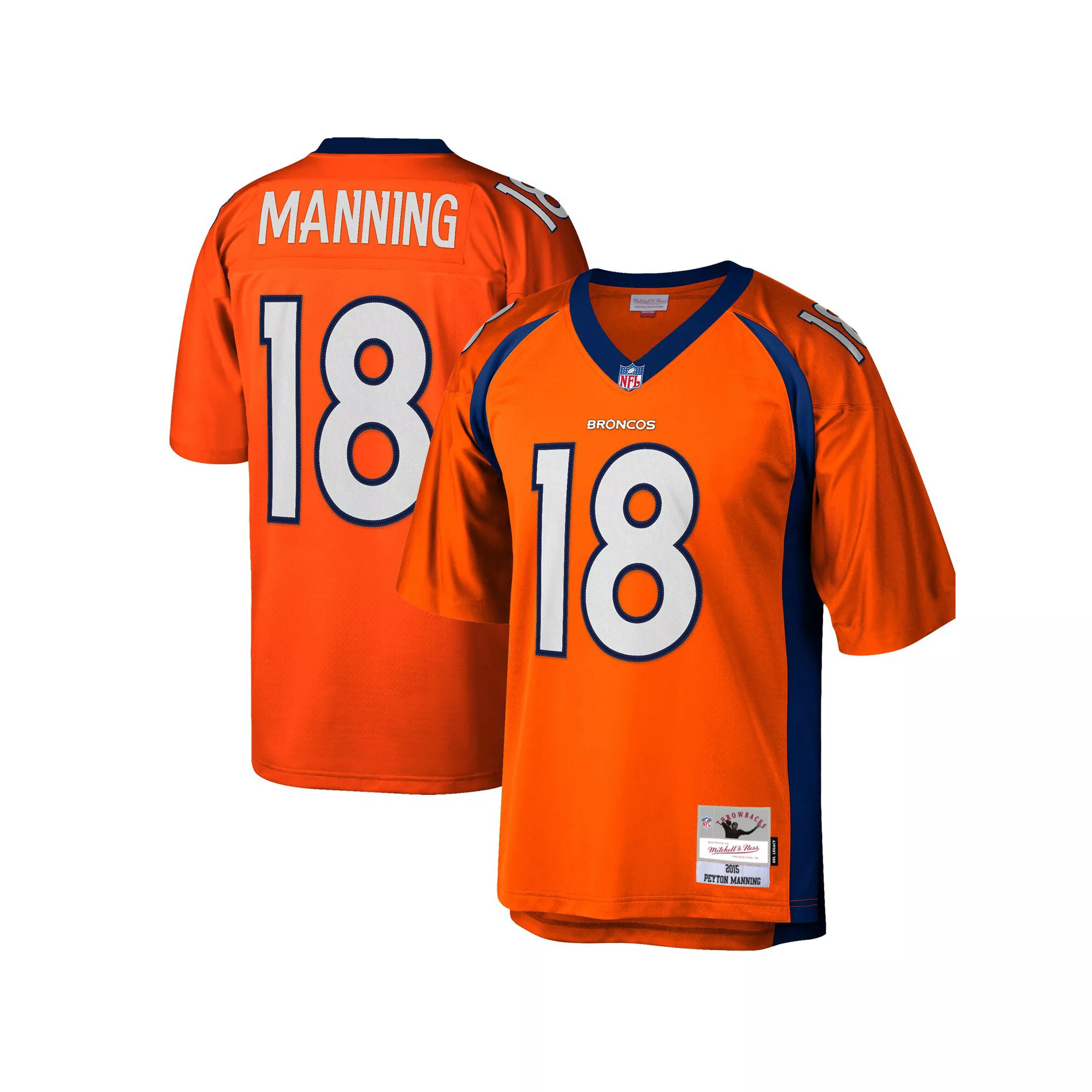 Men's Mitchell & Ness Peyton Manning Orange Denver Broncos Big & Tall 2015 Retired Player Replica Jersey