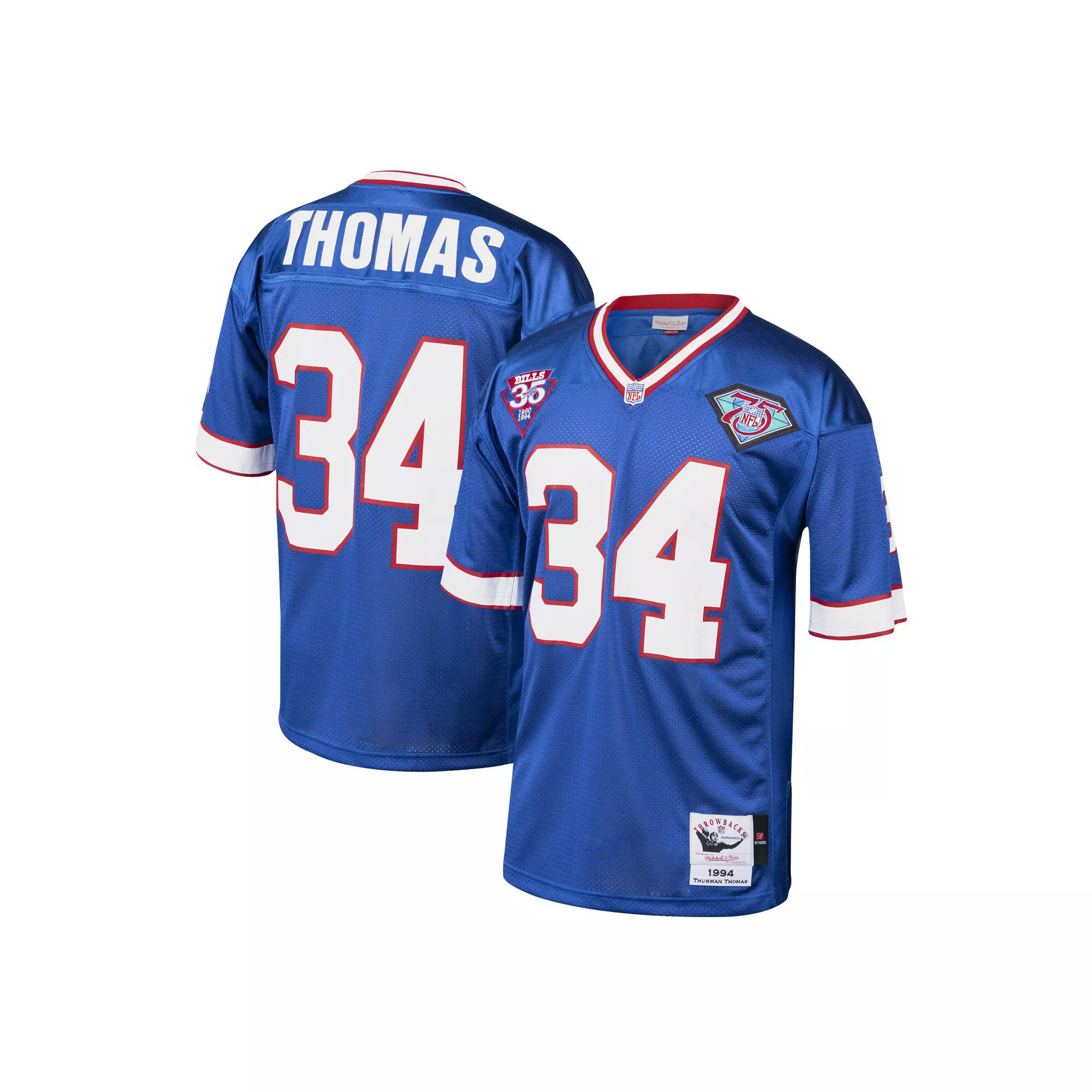 Men's Mitchell & Ness Thurman Thomas Royal Buffalo Bills 1994 Authentic Throwback Retired Player Jersey