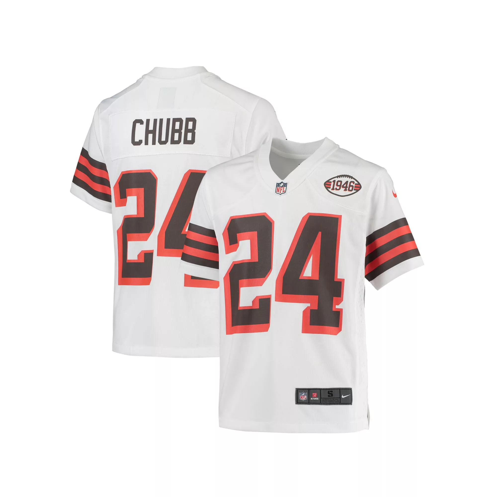 Youth Nike Nick Chubb White Cleveland Browns 1946 Collection Alternate Game Jersey
