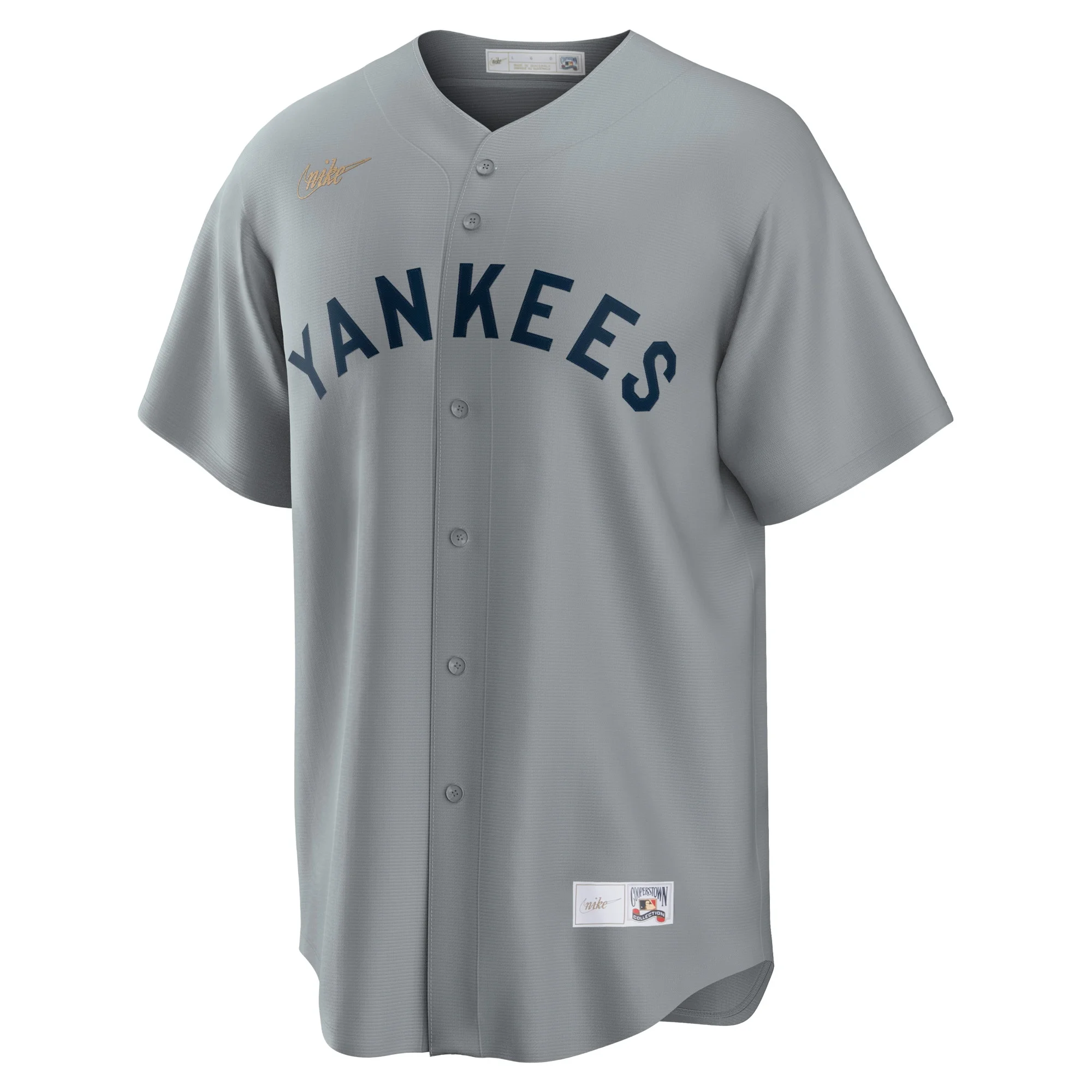 Men's Nike Babe Ruth Gray New York Yankees Road Cooperstown Collection Player Jersey