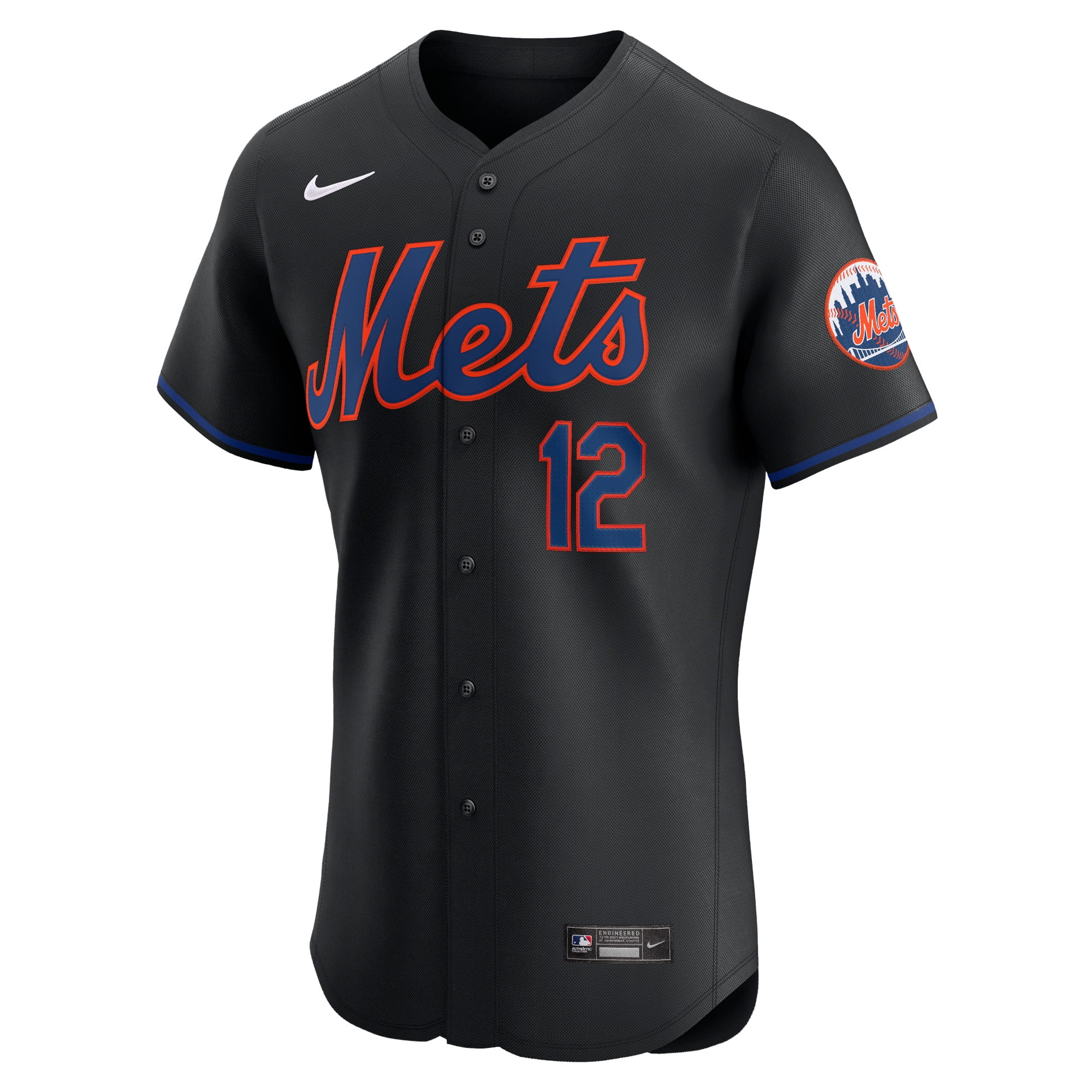 Men's Nike Francisco Lindor Black New York Mets Alternate Elite Player Jersey