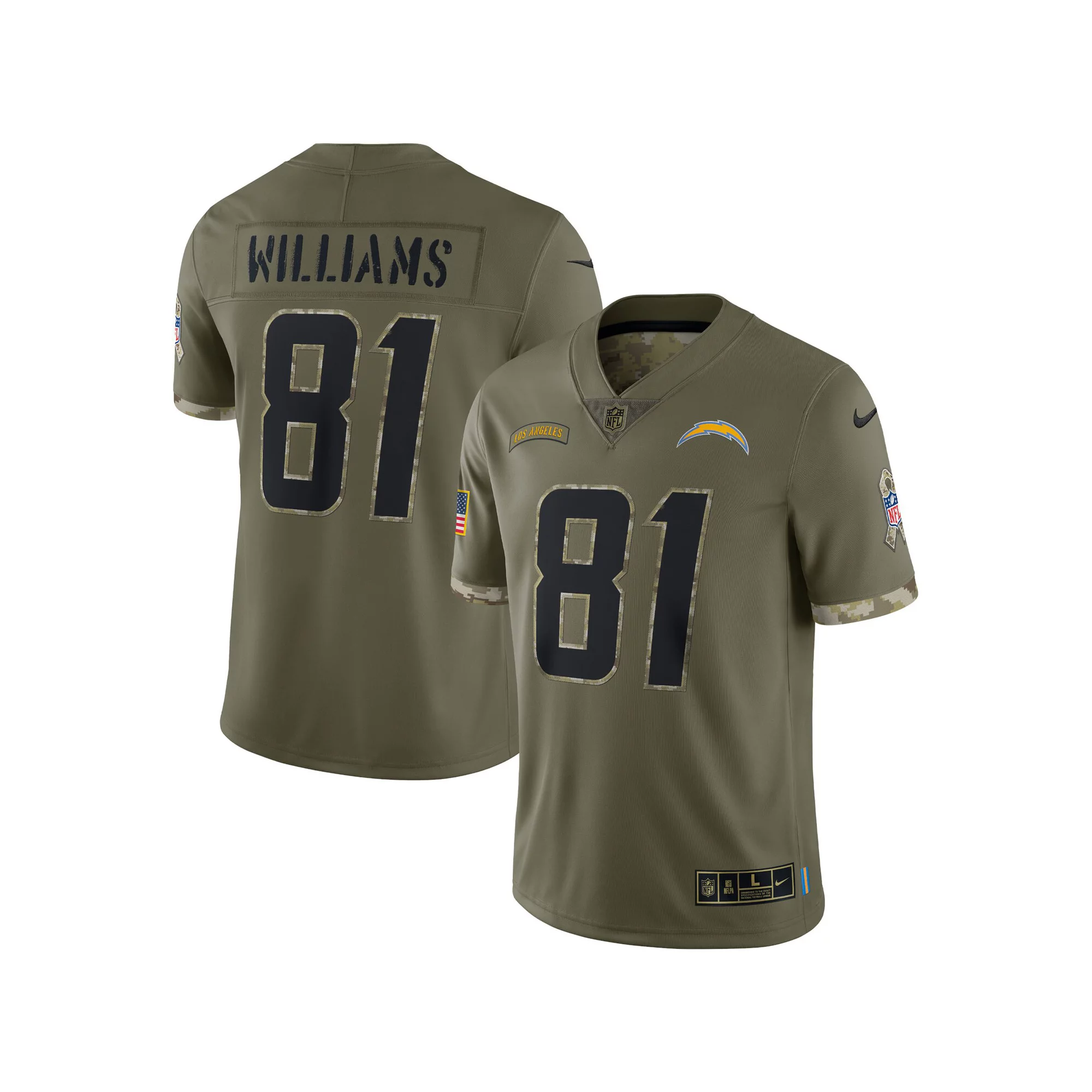 Men's Nike Mike Williams Olive Los Angeles Chargers 2022 Salute To Service Limited Jersey