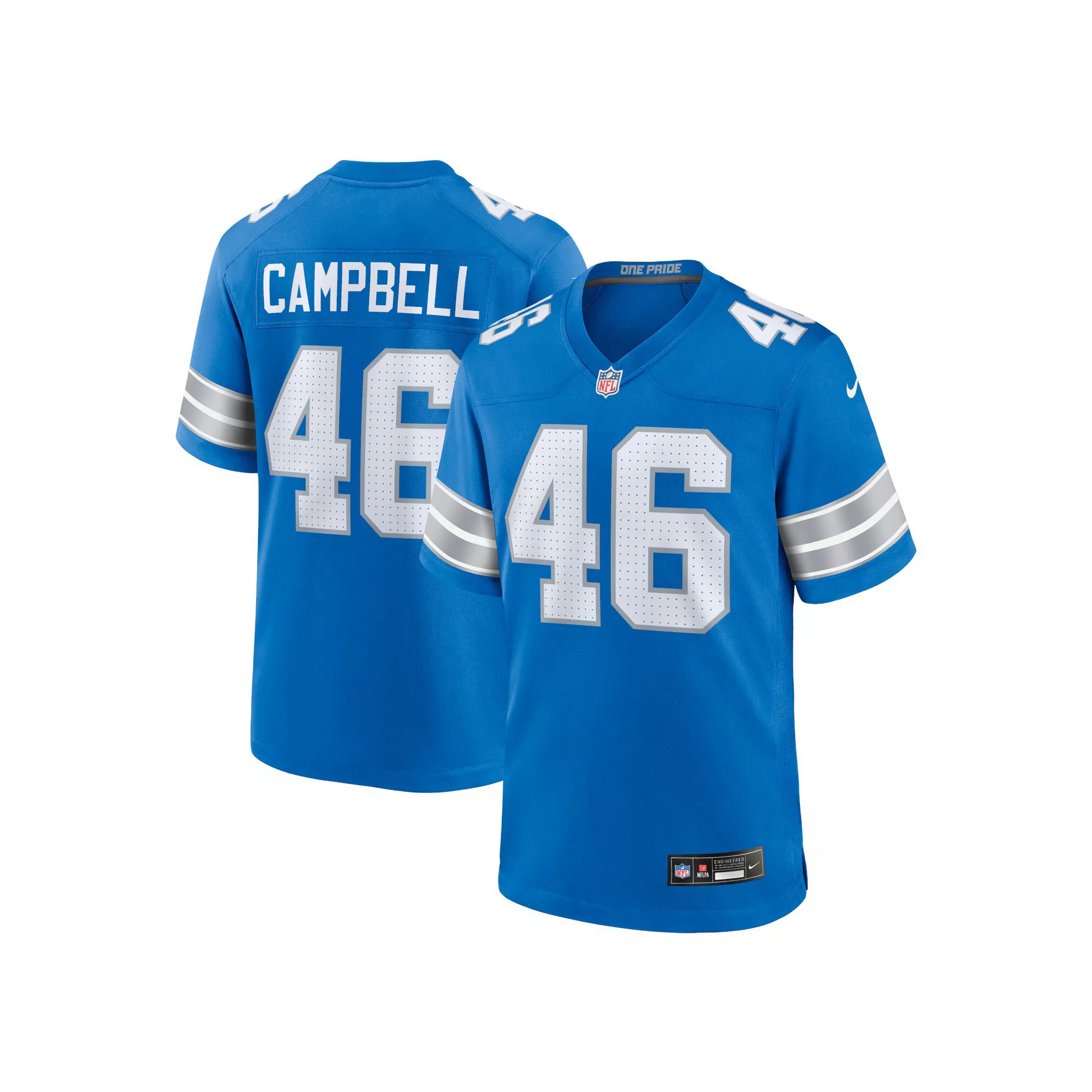 Men's Nike Jack Campbell Blue Detroit Lions Game Jersey