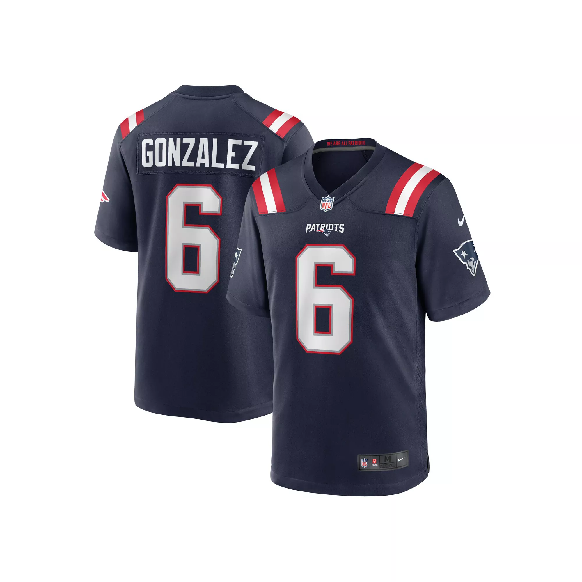Men's Nike Christian Gonzalez  Navy New England Patriots Team Game Jersey