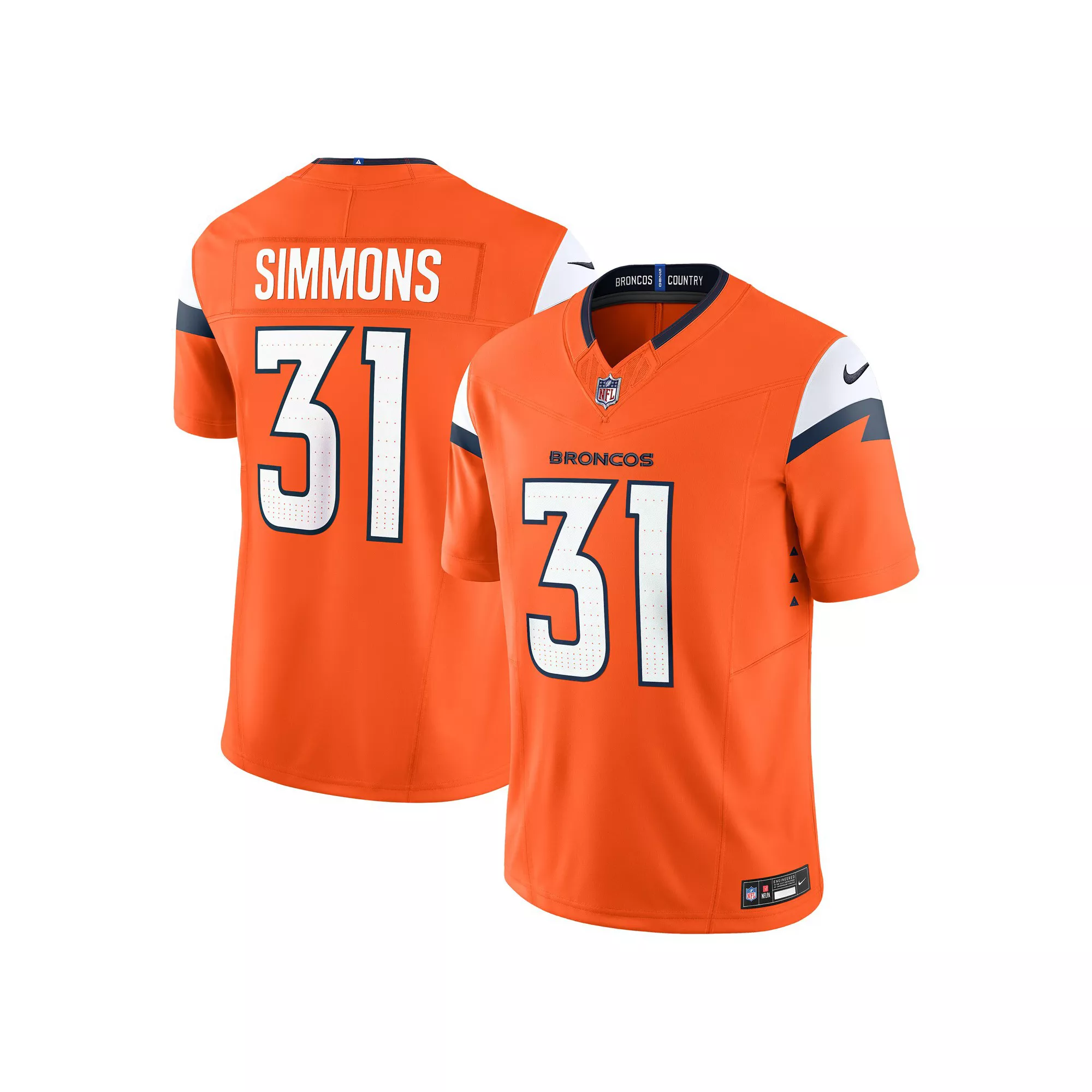 Men's Nike Justin Simmons Orange Denver Broncos Vapor F.U.S.E. Limited Jersey
