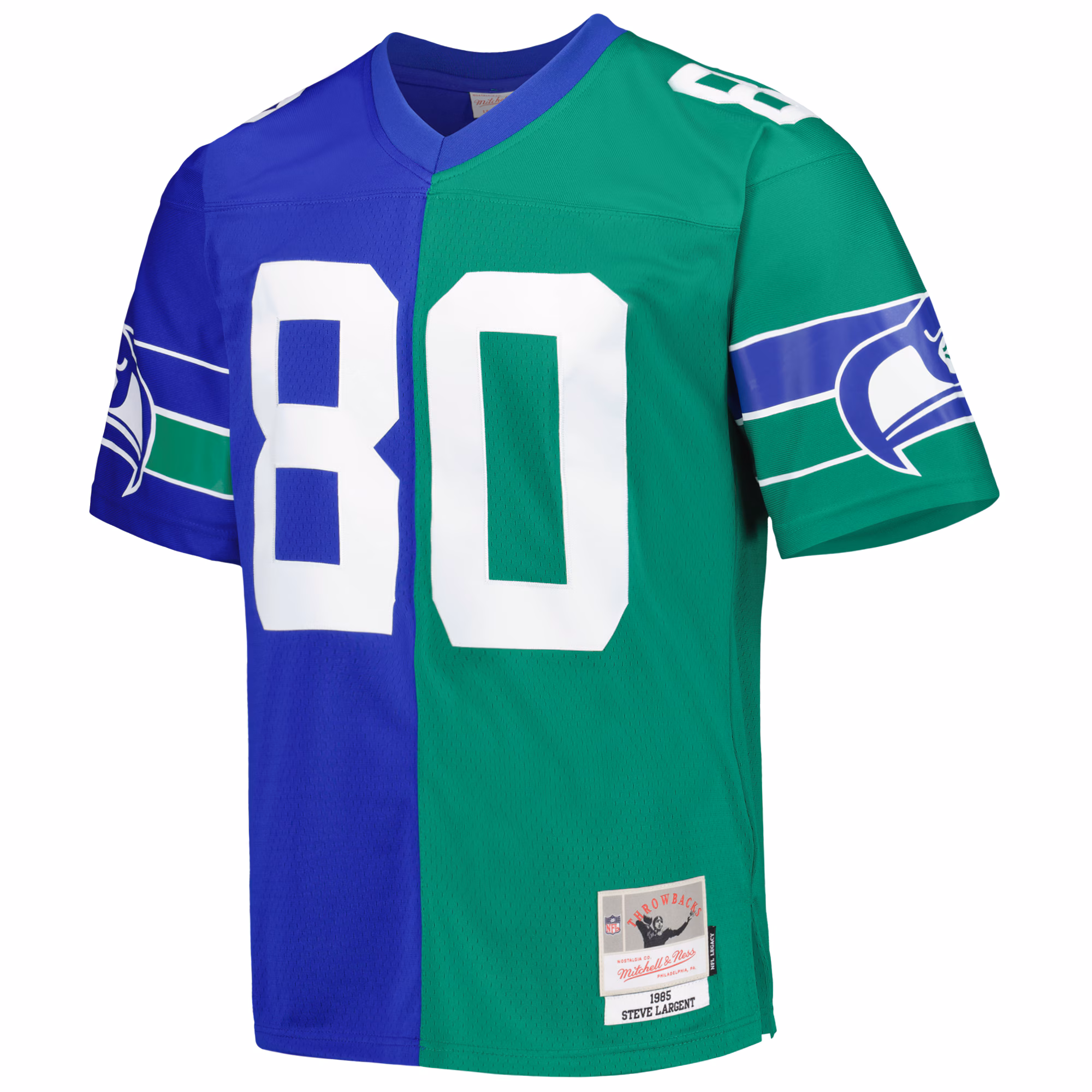 Steve Largent Seattle Seahawks Mitchell & Ness 1985 Split Legacy Replica Jersey - Royal/Green